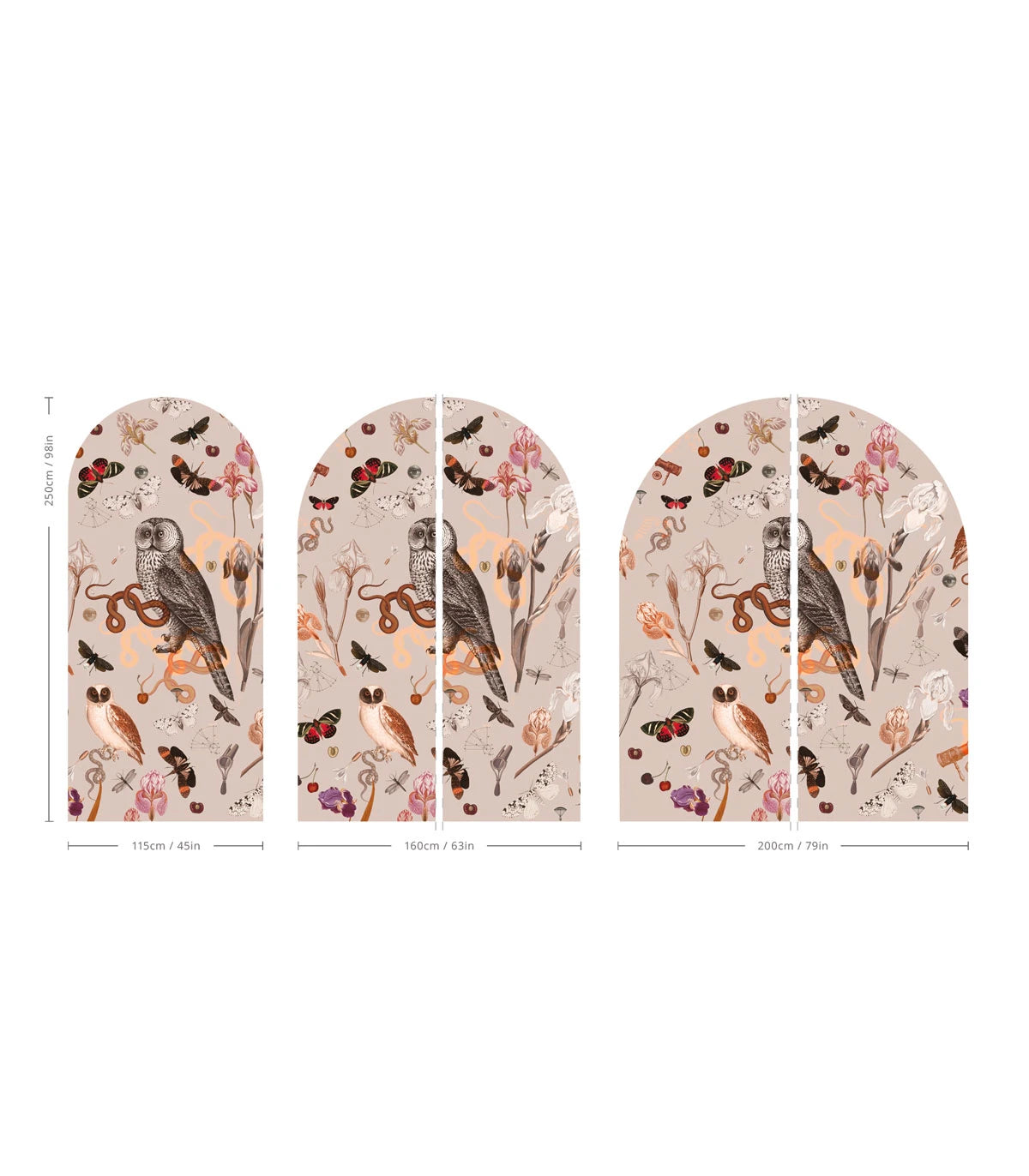 Pink Owls Arch-Shaped Non-Woven Mural