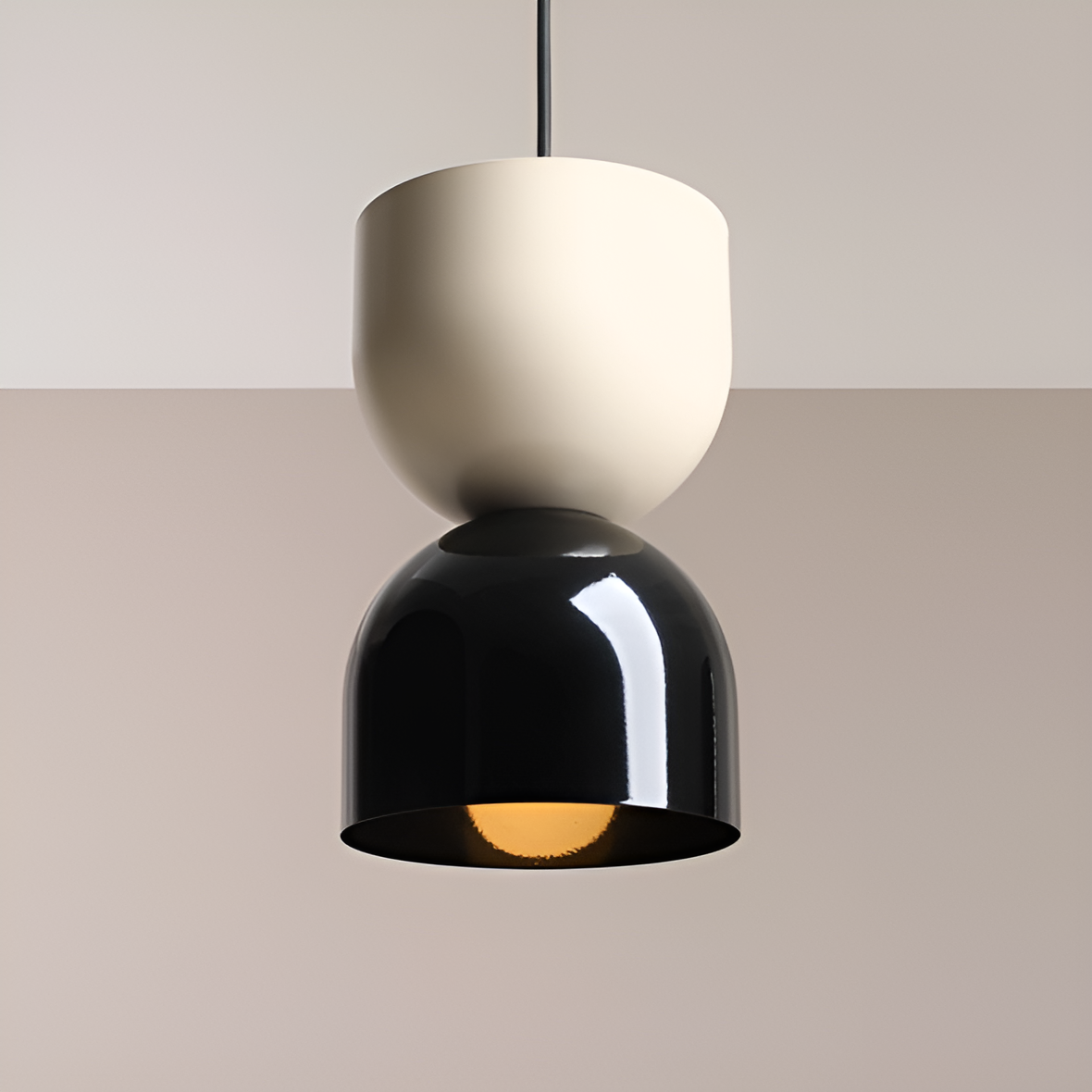Lui cream hanging lamp with black