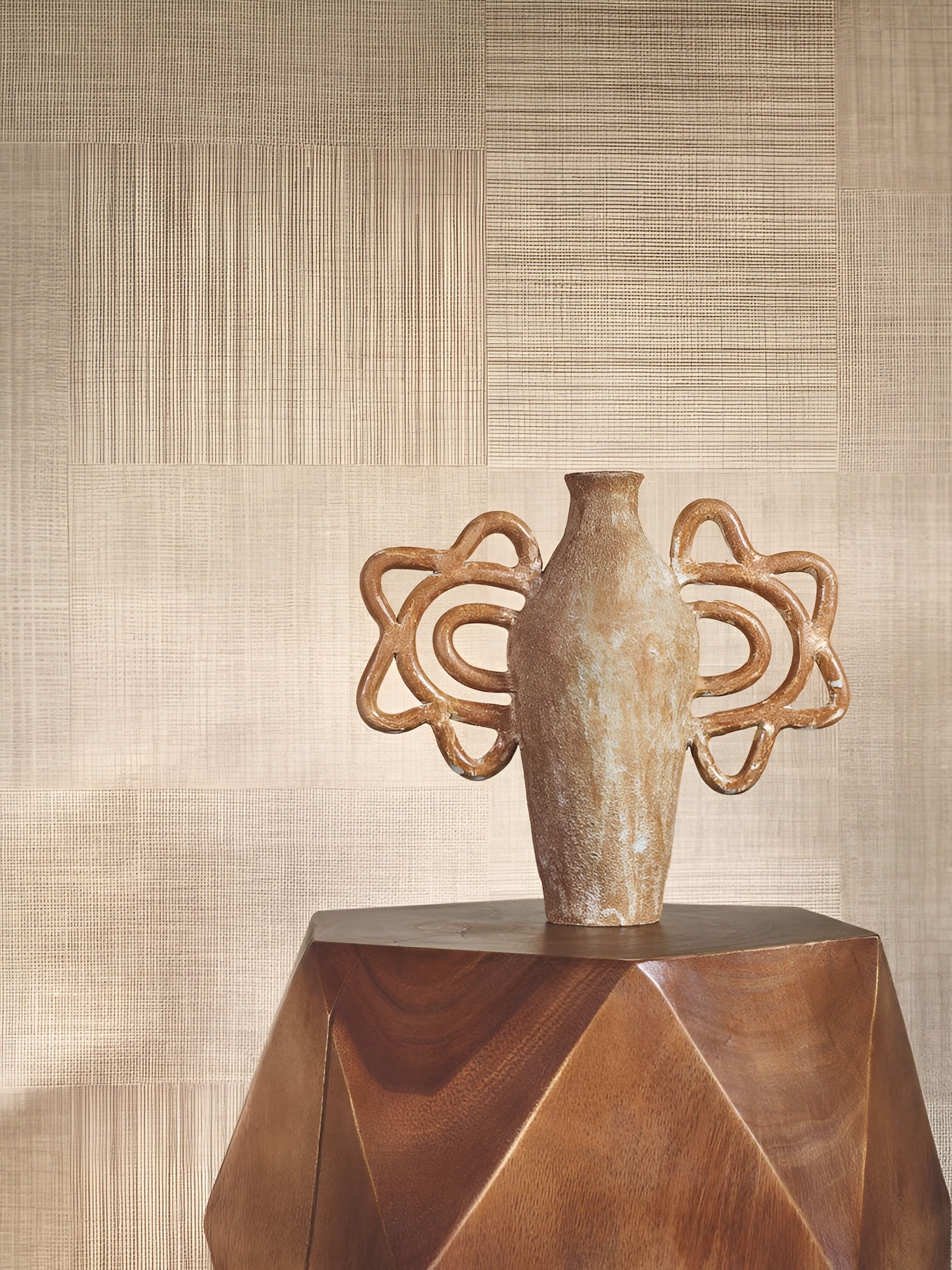 Structural vinyl wallpaper MESTIZO - MORDORÉ dark beige