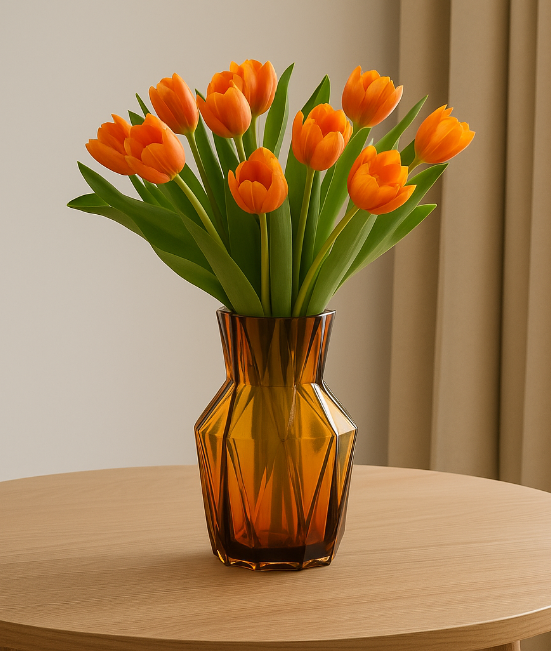 FOLDS GLASS Vase bernsteinfarben