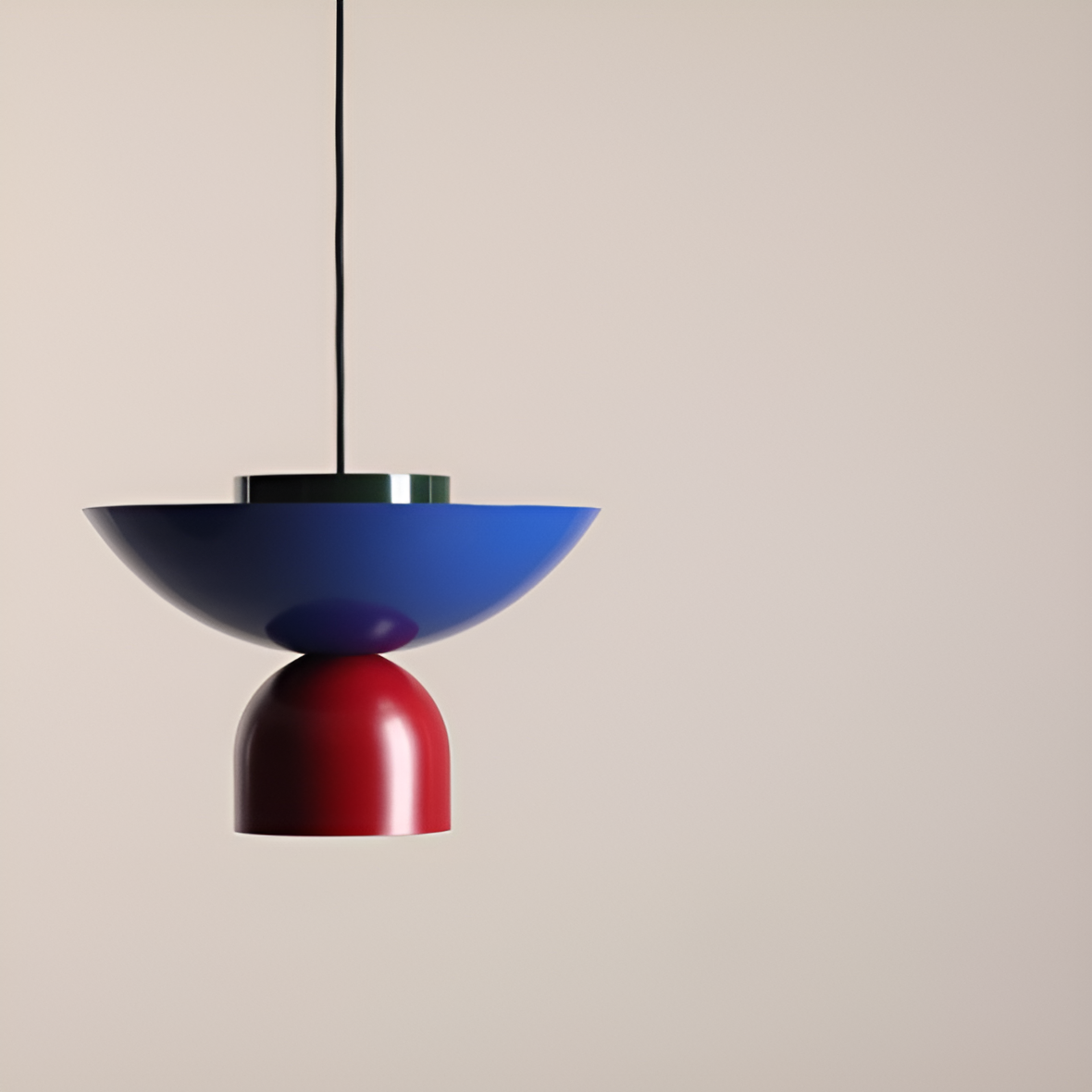 Ilia blue hanging lamp with red