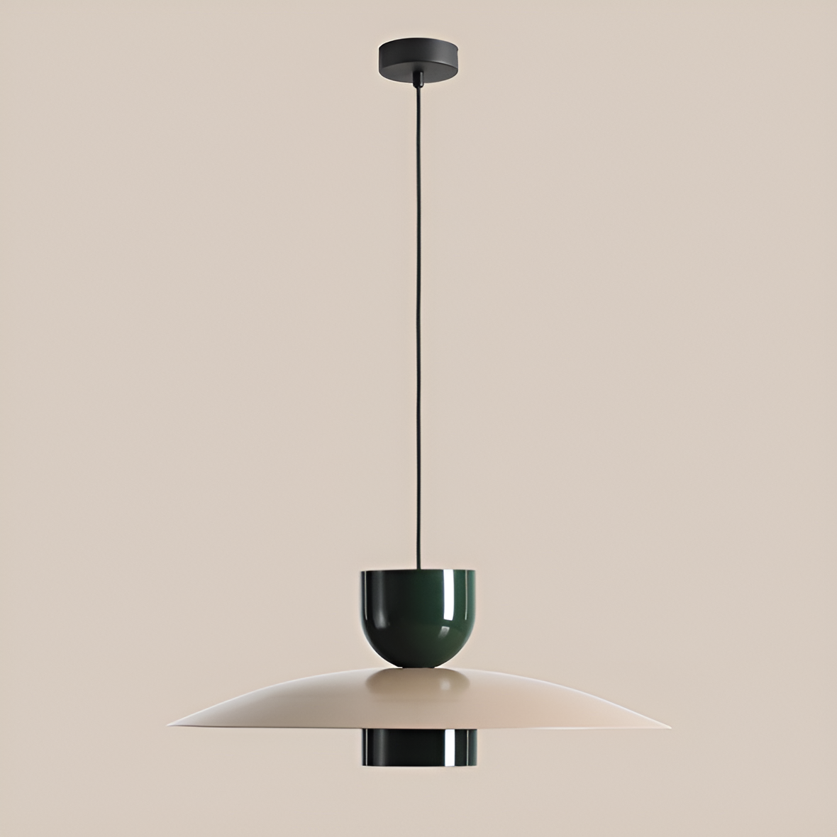 Beige with green hanging lamp with green