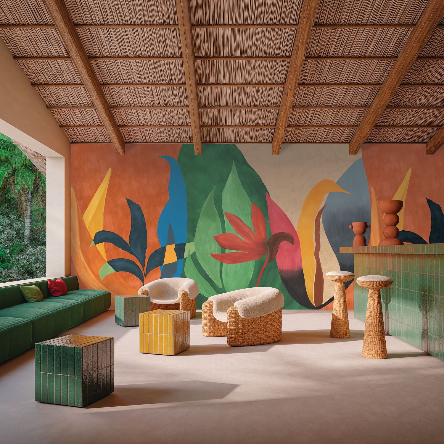 Wandbild NAHUA botanisches Muster