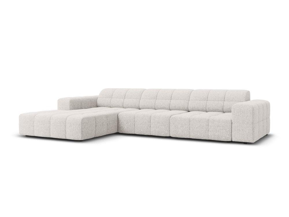 Left-side 4-seater corner sofa CHICAGO light grey chenille Cosmopolitan Design Eye on Design