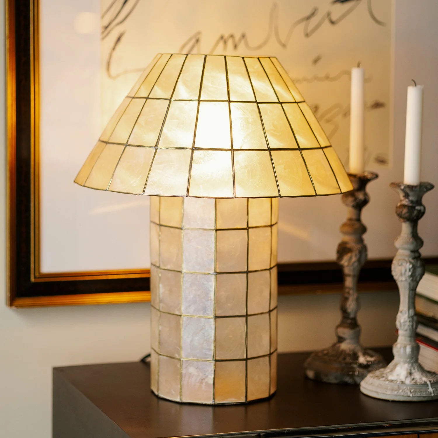 Lampa stołowa CORNELIA muszle Capiz