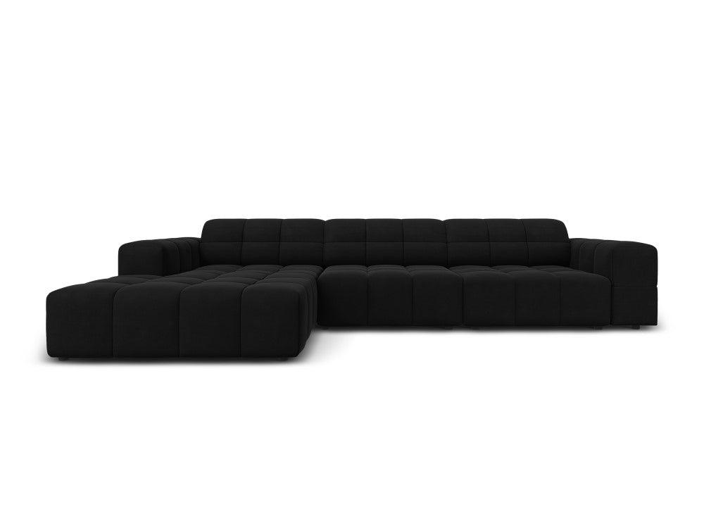 Left-hand corner velvet 4-seater CHICAGO black Cosmopolitan Design Eye on Design