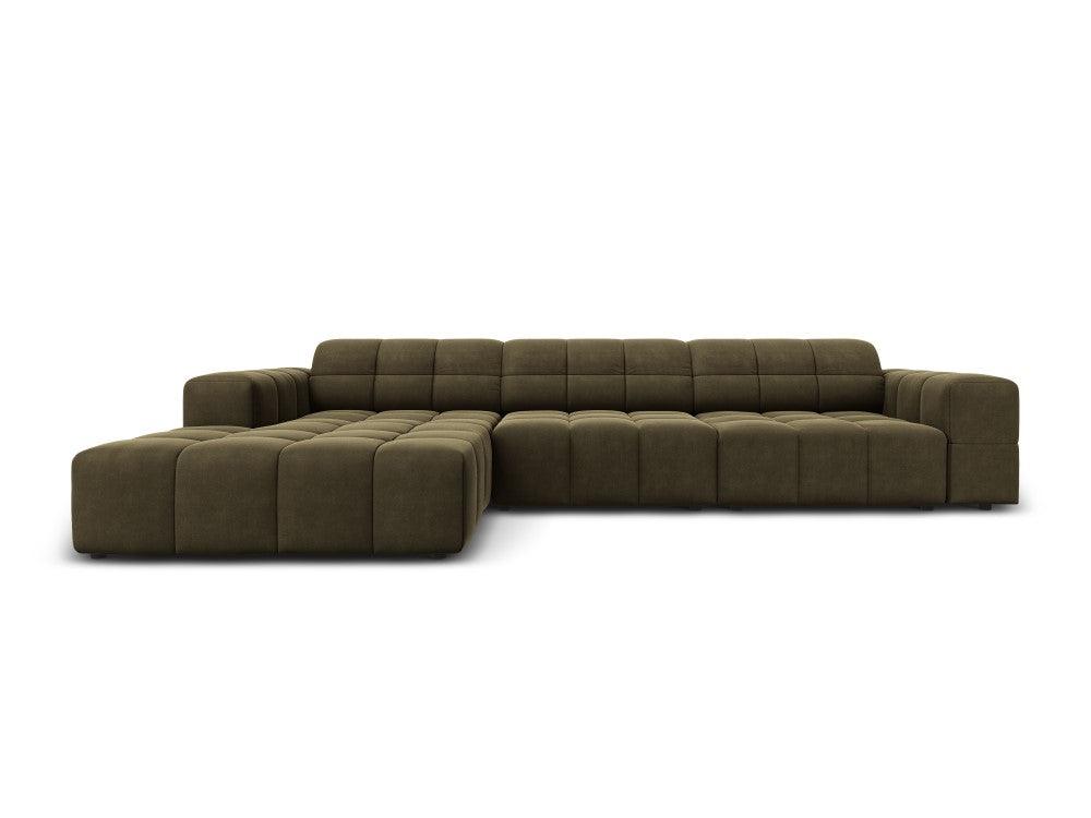 Left-hand corner velvet 4-seater CHICAGO olive Cosmopolitan Design Eye on Design