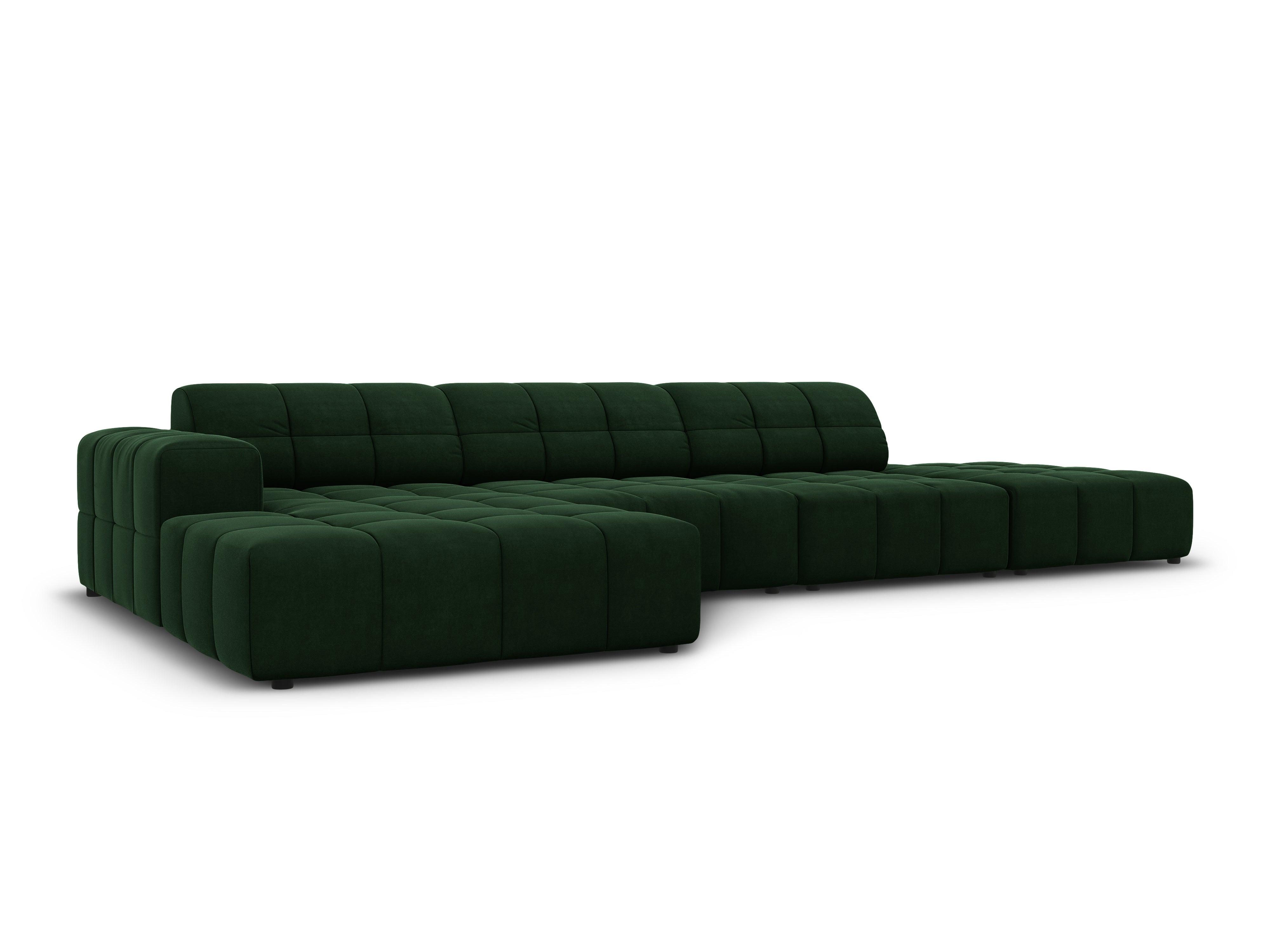 Left-hand corner velvet 5-seater CHICAGO bottle green Cosmopolitan Design Eye on Design