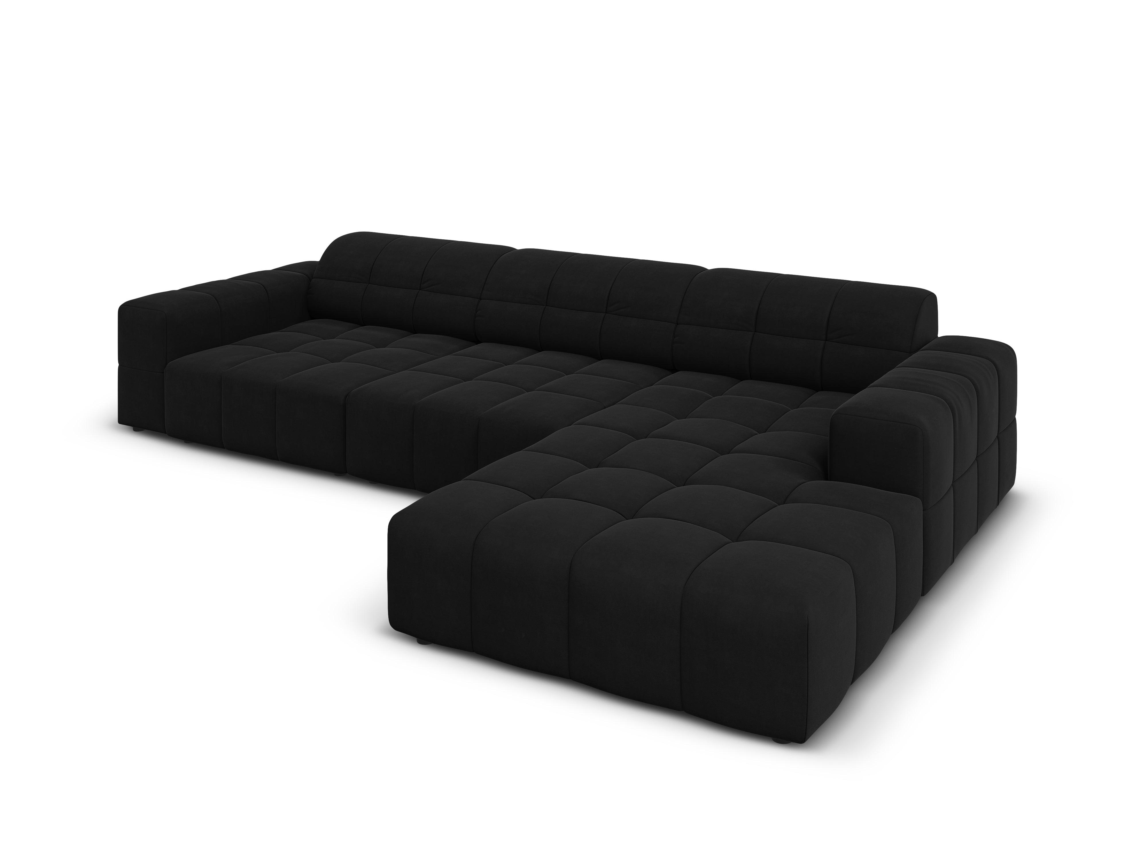 Right-hand corner velvet 4-seater CHICAGO black Cosmopolitan Design Eye on Design