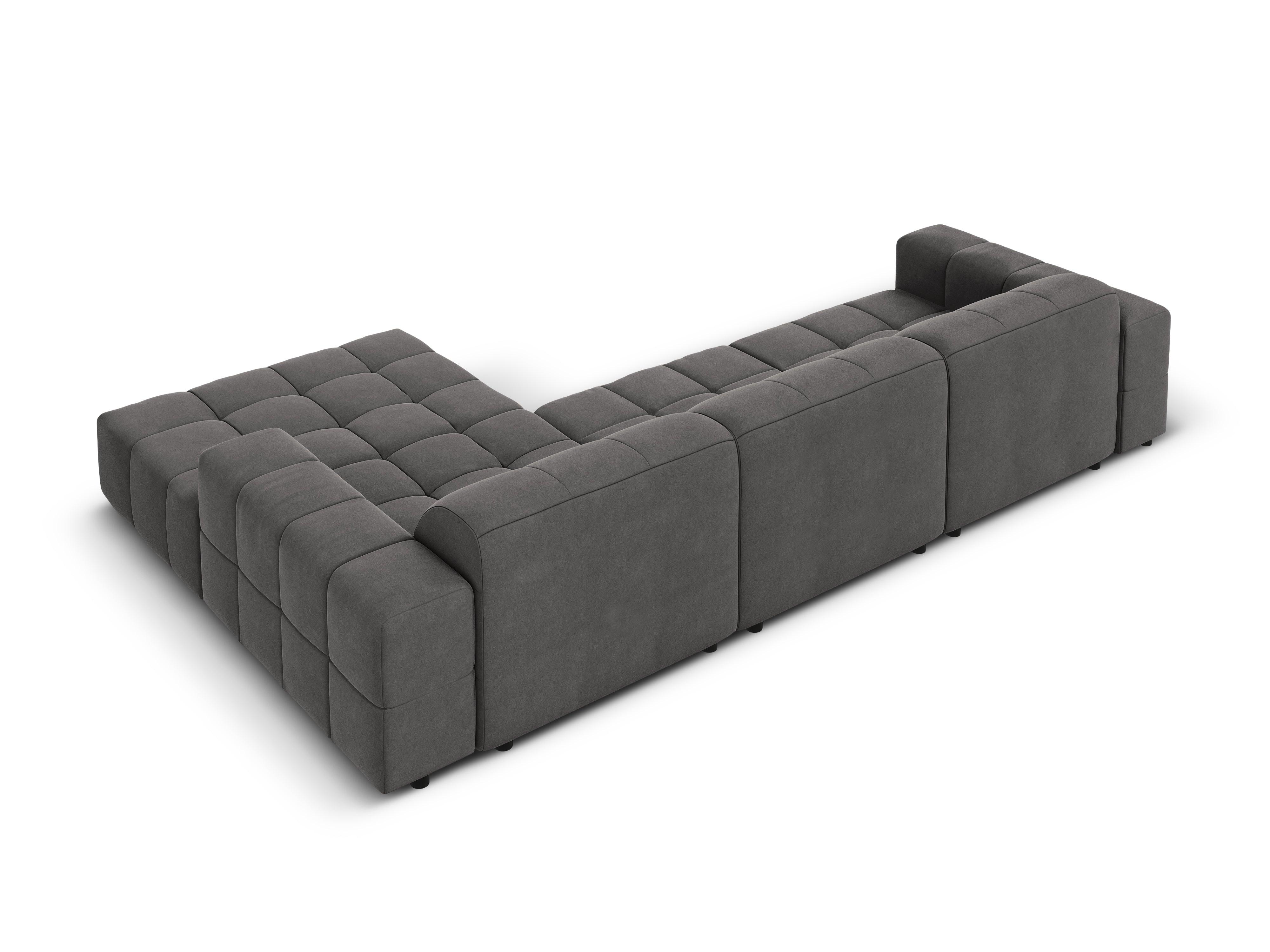 Right-hand corner velvet 4-seater CHICAGO dark grey Cosmopolitan Design Eye on Design