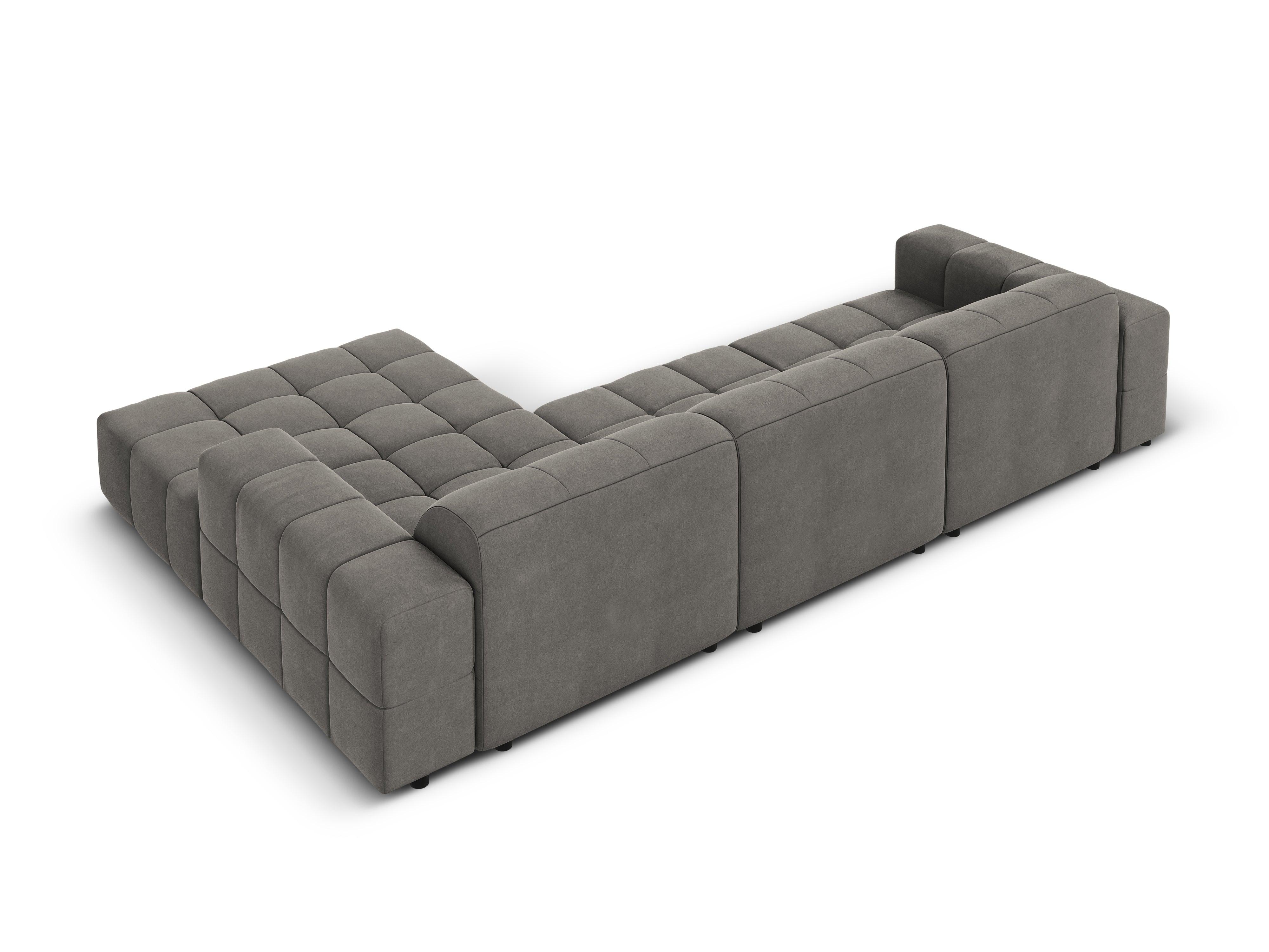 Right-hand corner velvet 4-seater CHICAGO grey Cosmopolitan Design Eye on Design