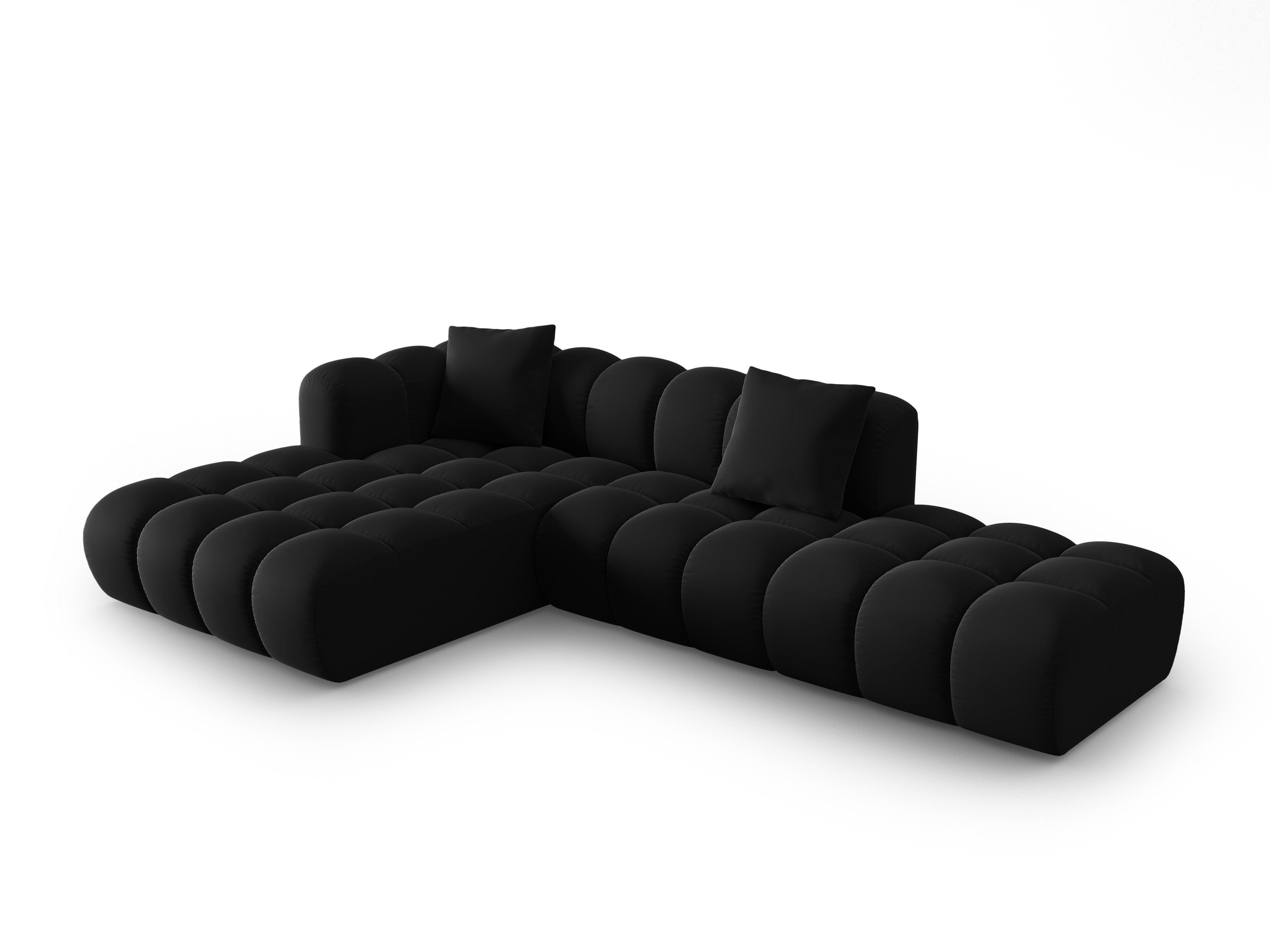 Corner velvet sofa 5 seater left HALLEY black Windsor & Co Eye on Design