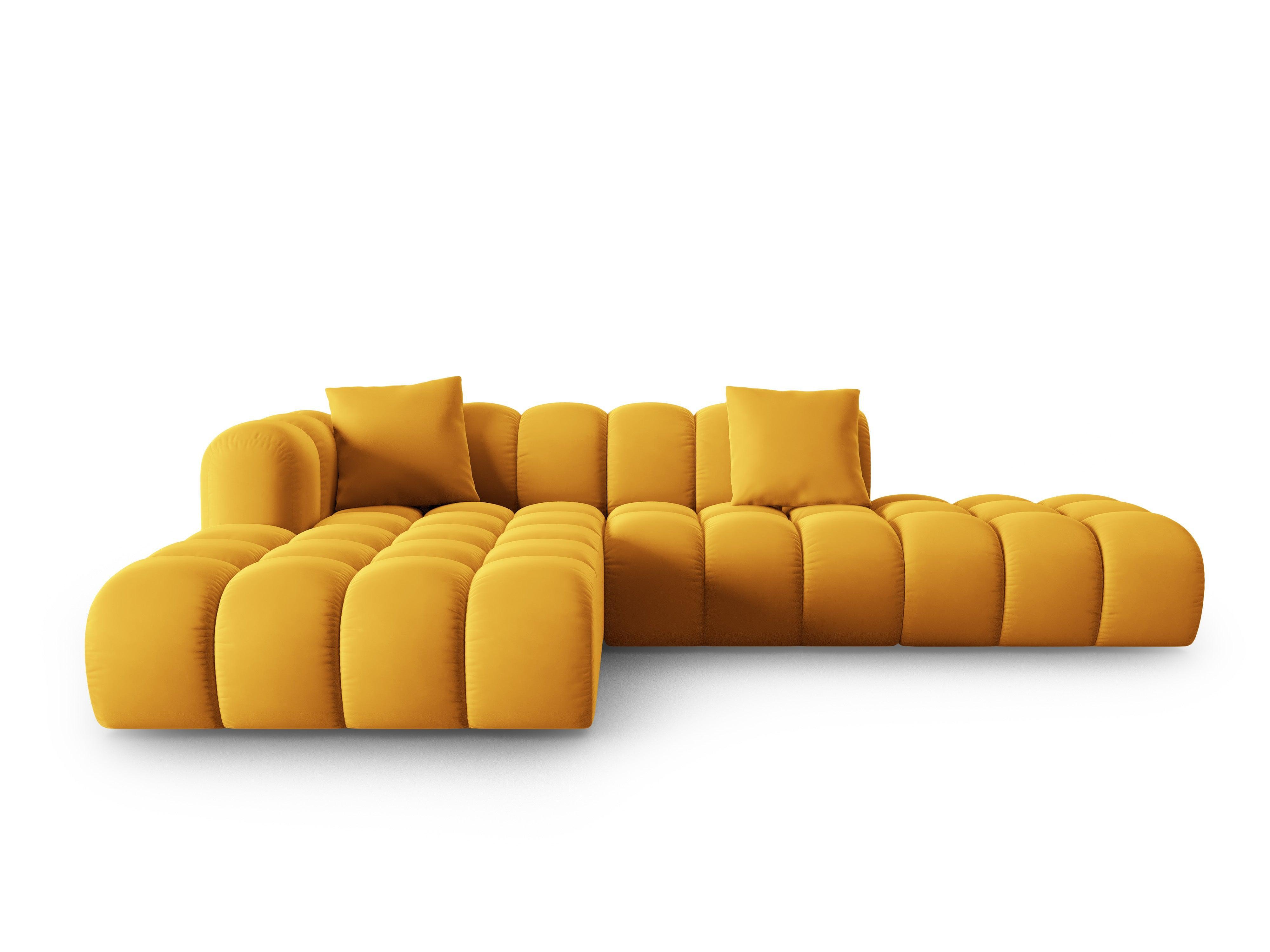 Corner velvet sofa 5 seater left HALLEY yellow Windsor & Co Eye on Design