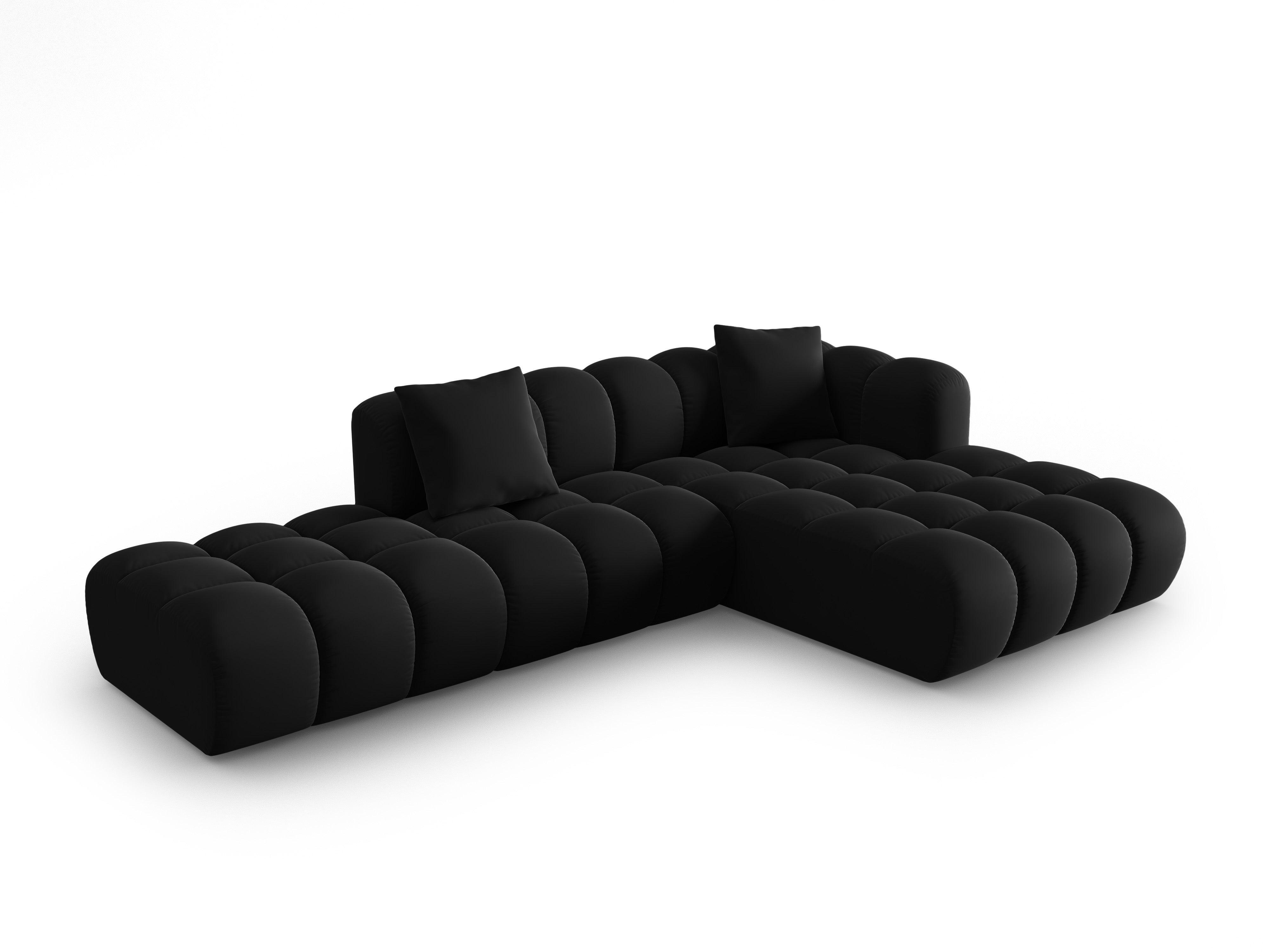 Corner velvet sofa 5 seater right HALLEY black Windsor & Co Eye on Design