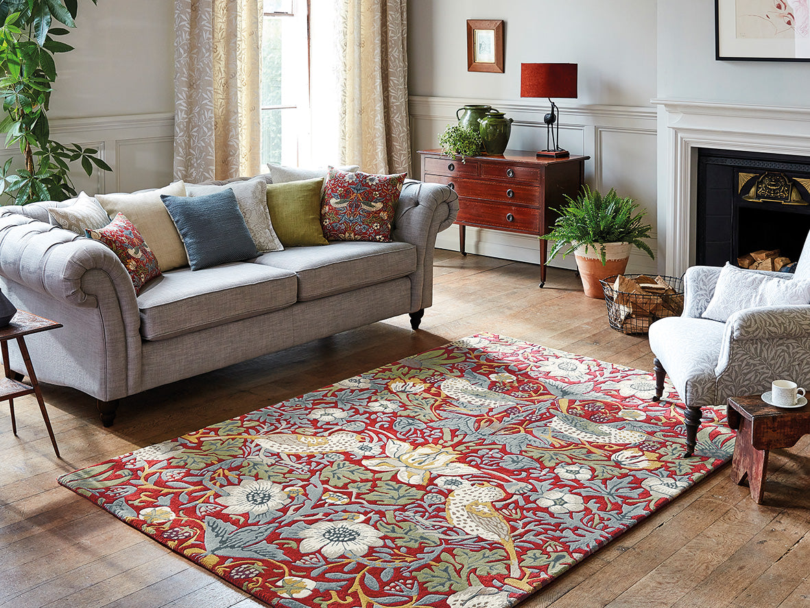 Strawberry Thief Crimson rug red