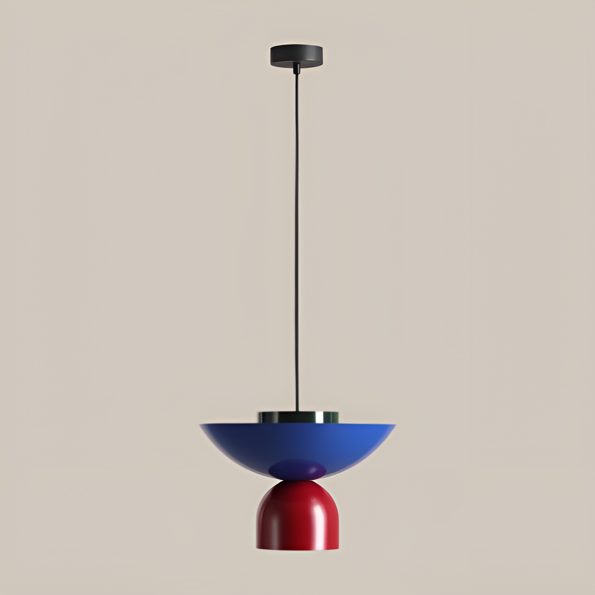Ilia blue hanging lamp with red