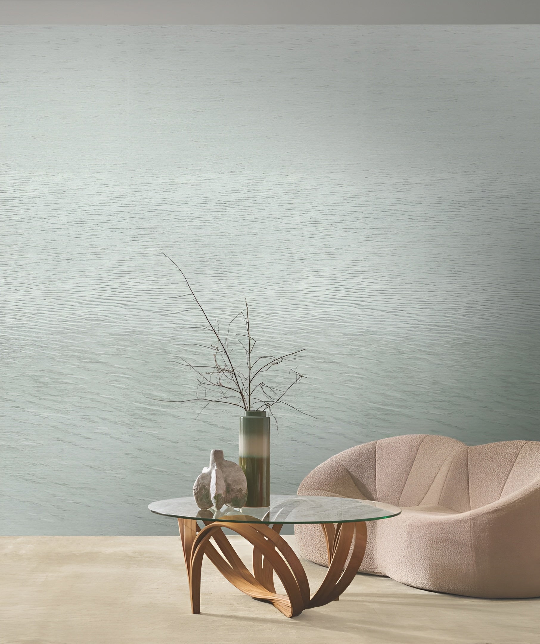 Jacquard Weave Effect Mural HAMANA - OPALINE Turquoise