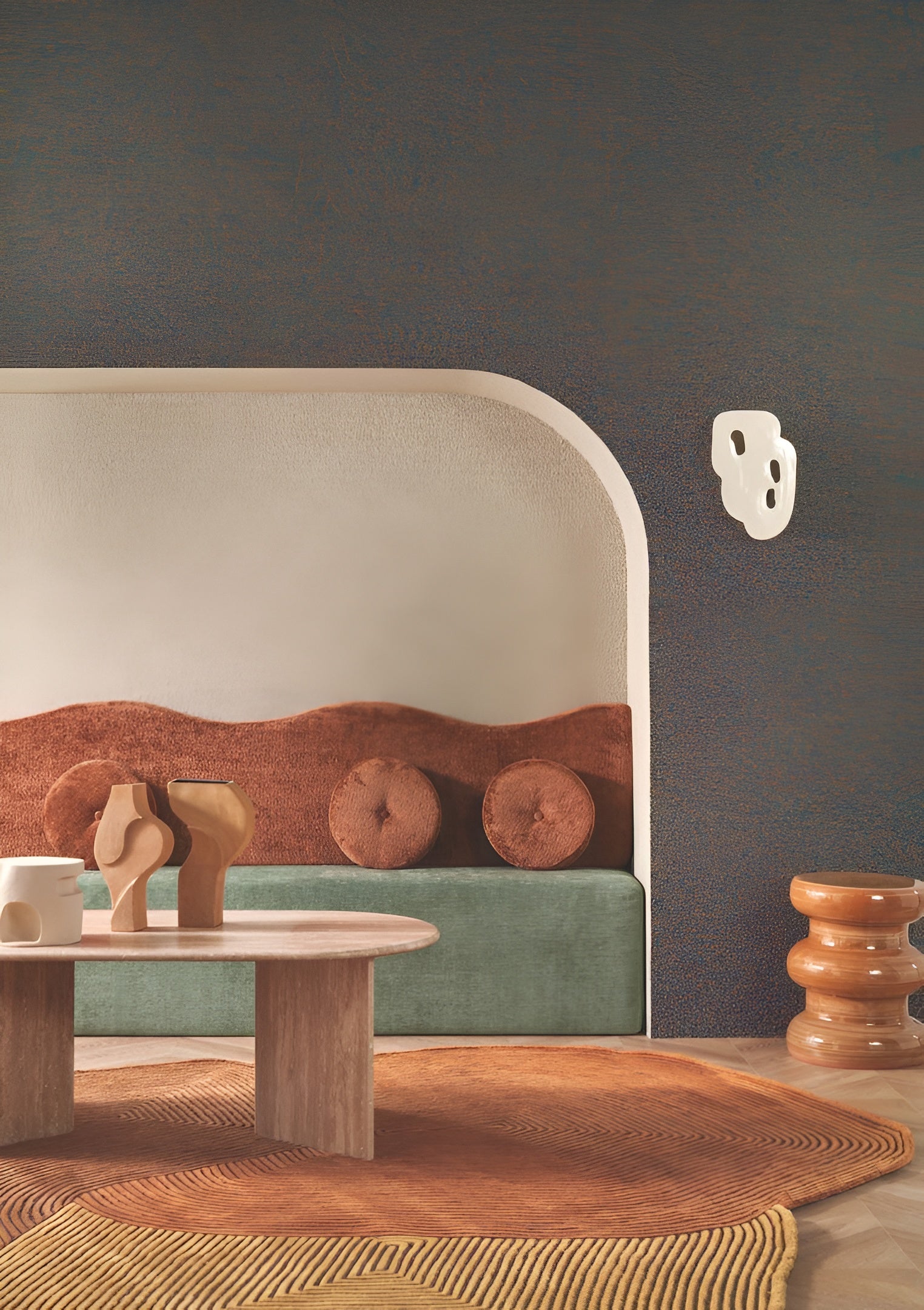 Structural textile wallpaper EXQUIS - TOPAZE / AMBRE gray-brown with amber