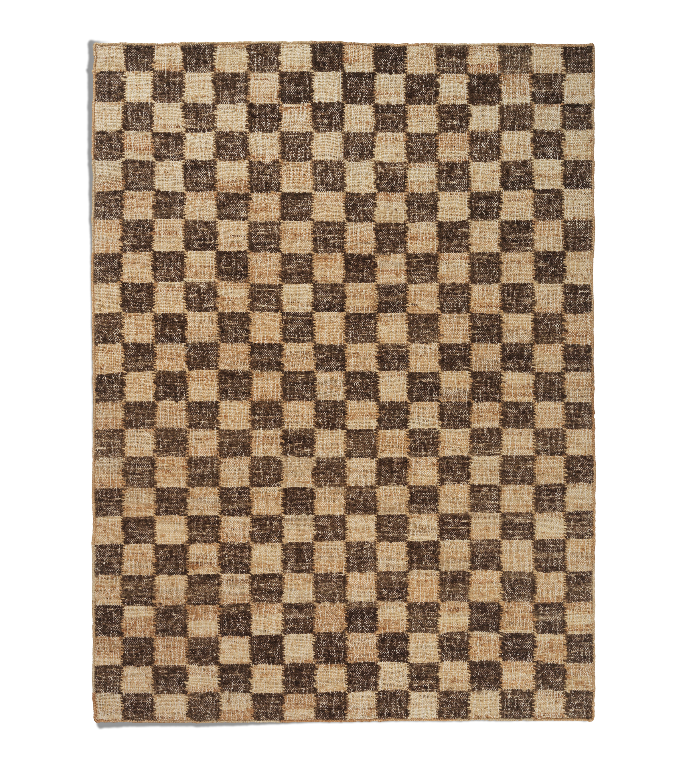 Woll-Jute Teppich CHECK Braun 