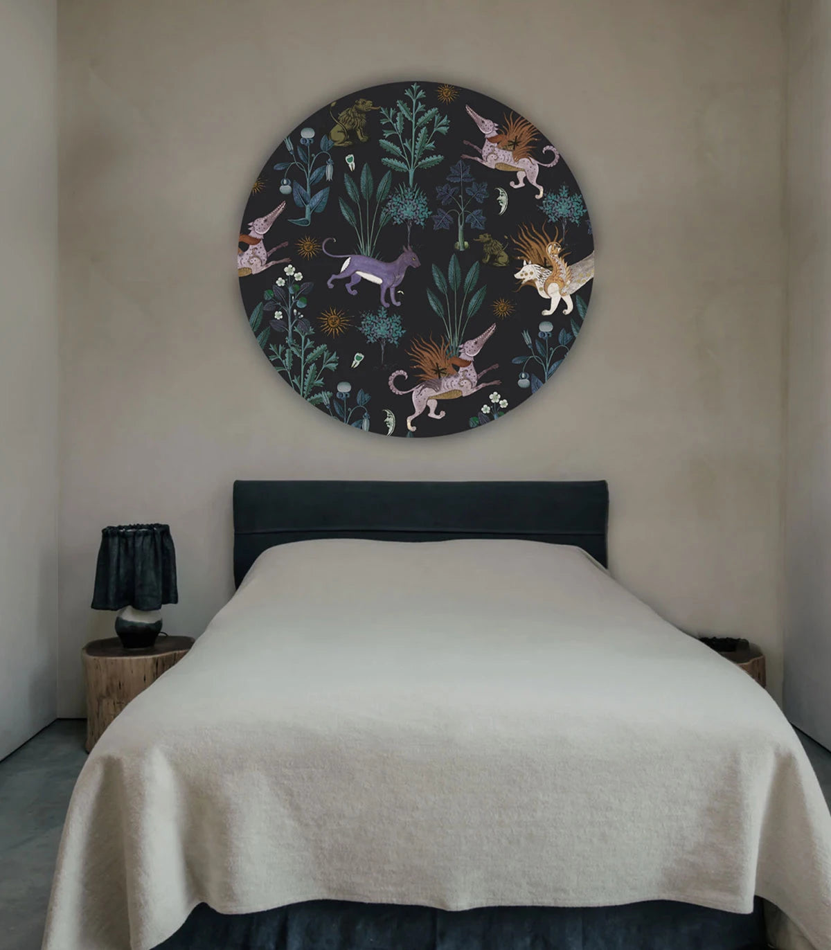 Circular Mural DOTS - BOTANIC BEAST PURPLE black with purple
