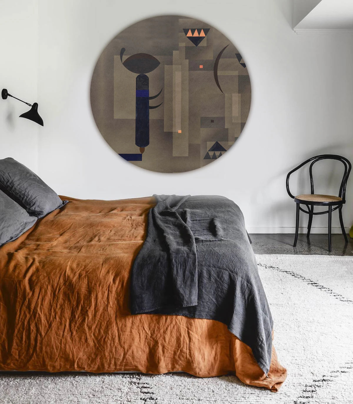 Circle-shaped mural DOTS - GLOOMY GEOMETRY brown