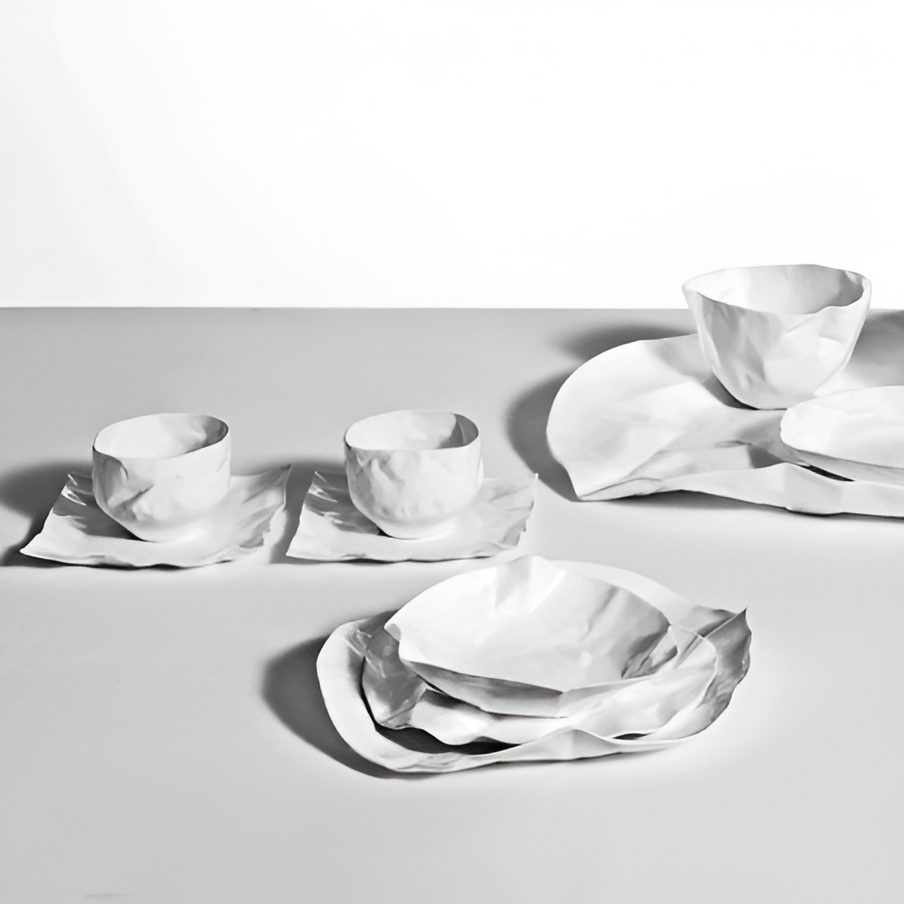 Set of Adelaide bowls white ceramics