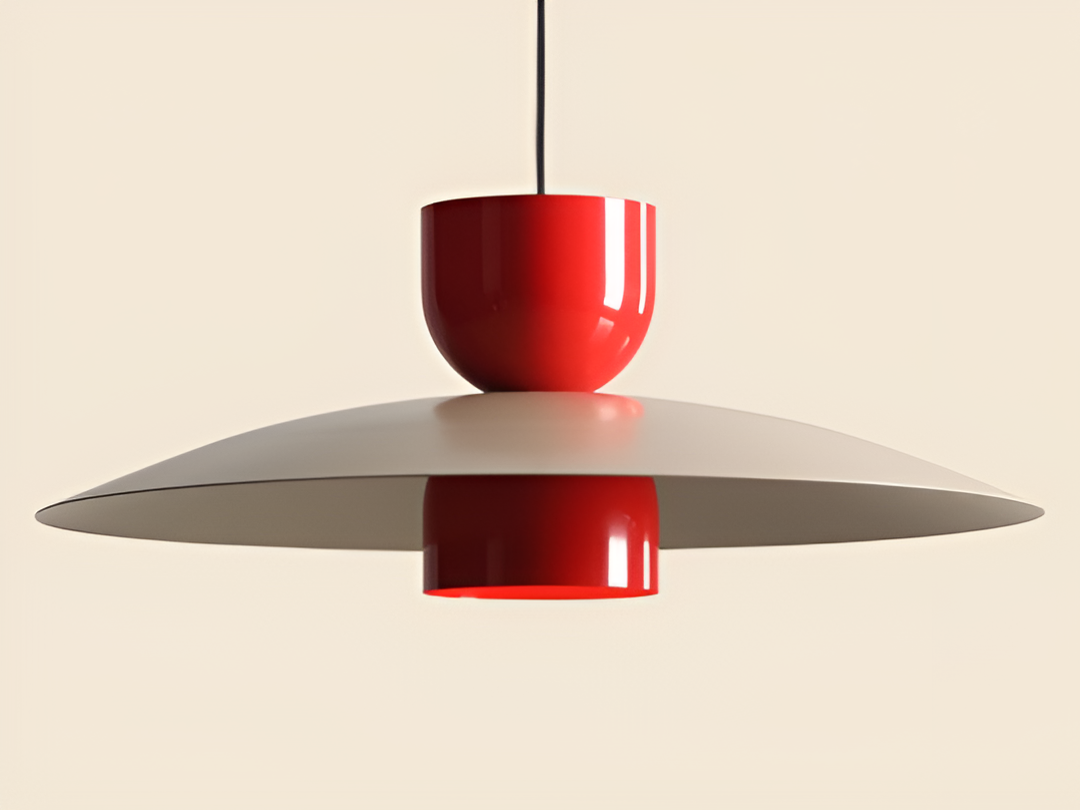 Beige nutta hanging lamp with red