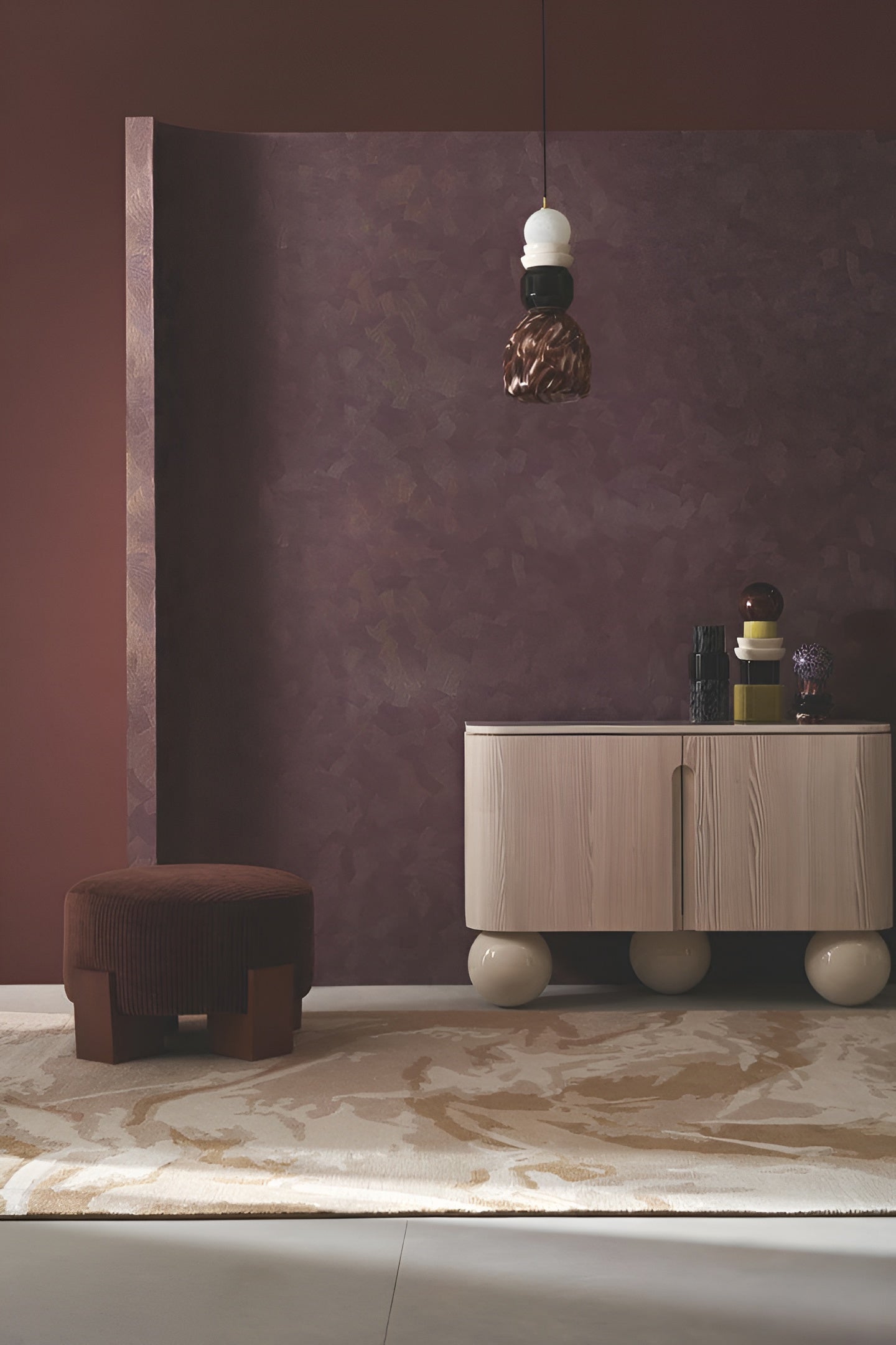 Metallic Wallpaper BERENICE - AUBERGINE/GOLD purple with gold