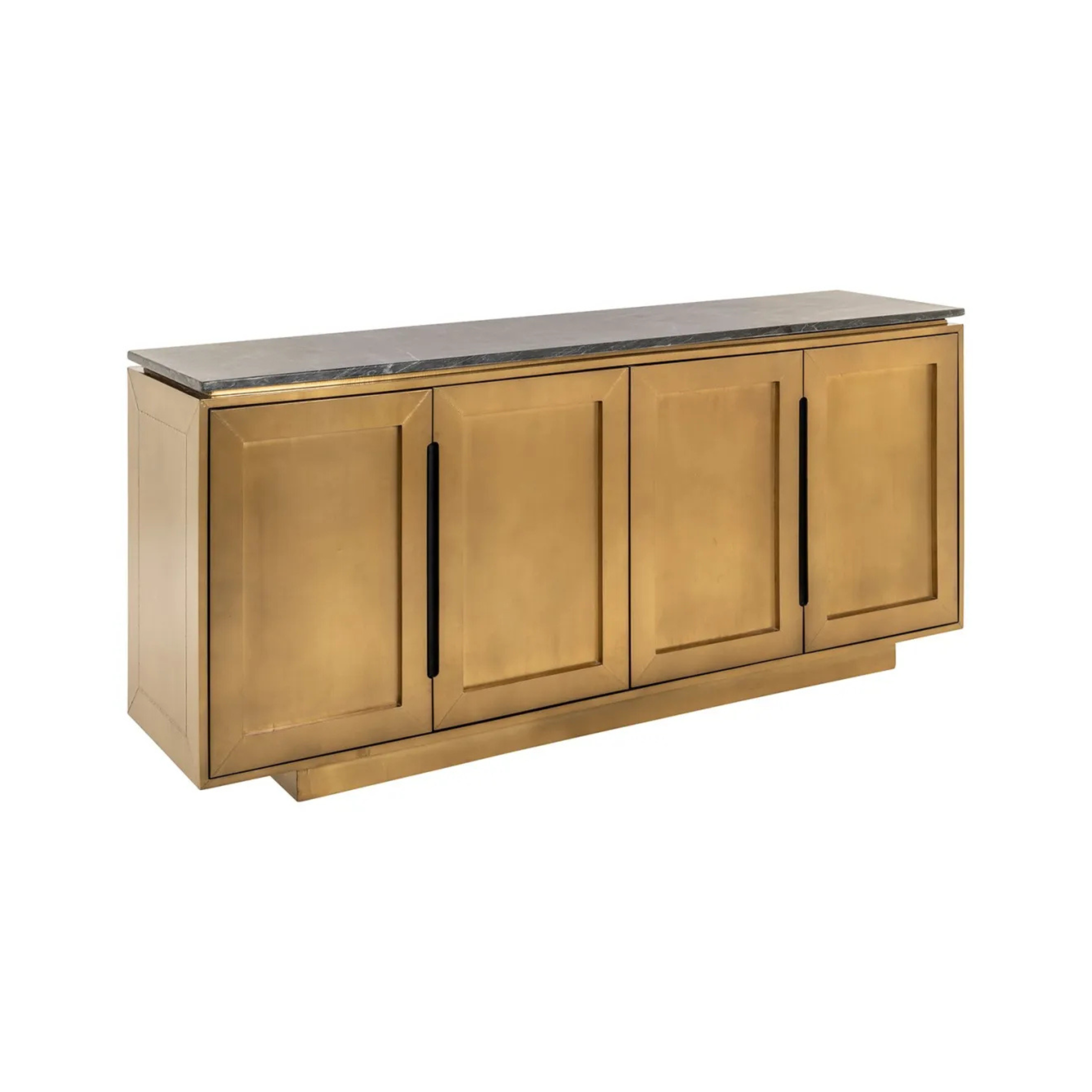 FINSBURY chest of drawers antique gold with black marble