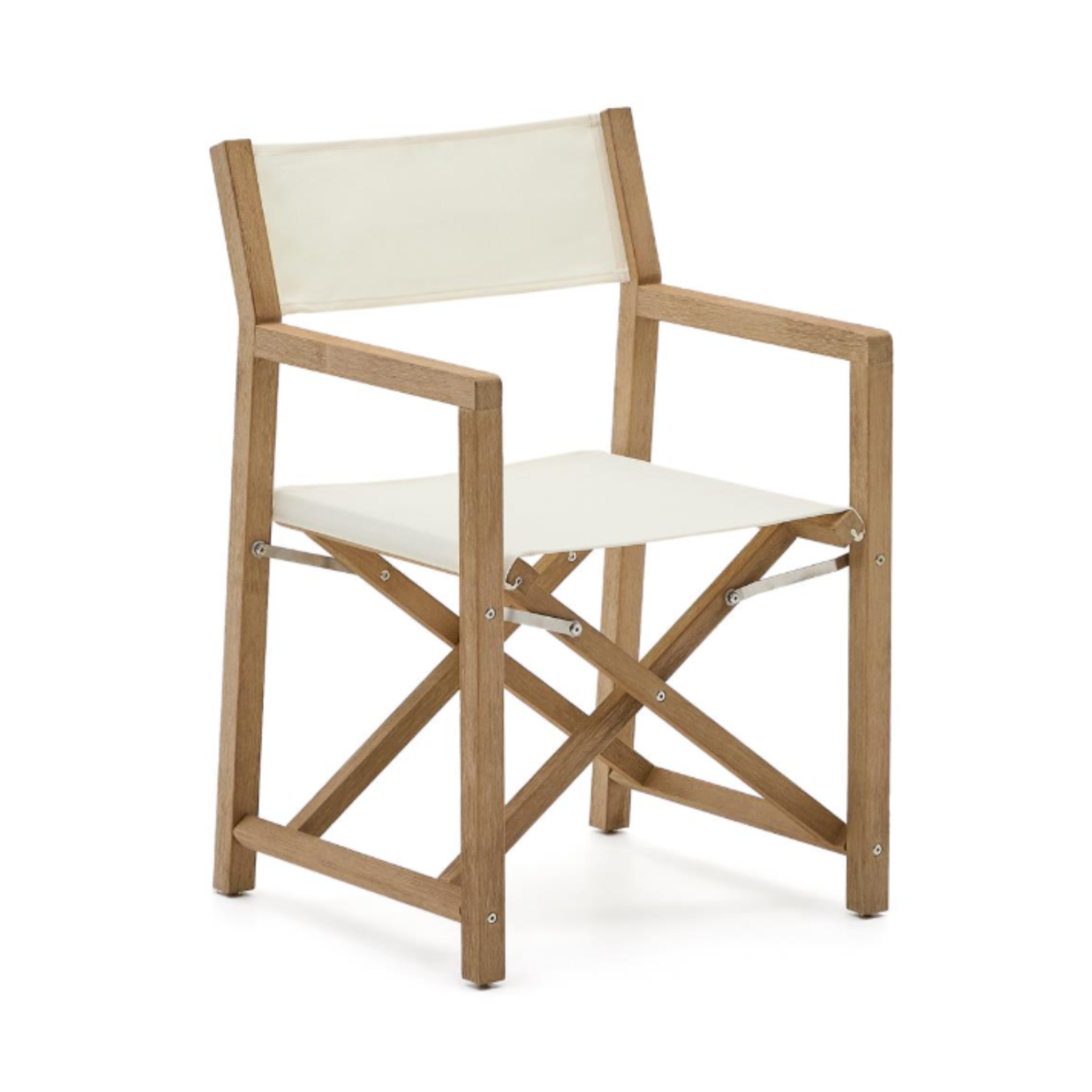 Villara white external chair with an acacia base
