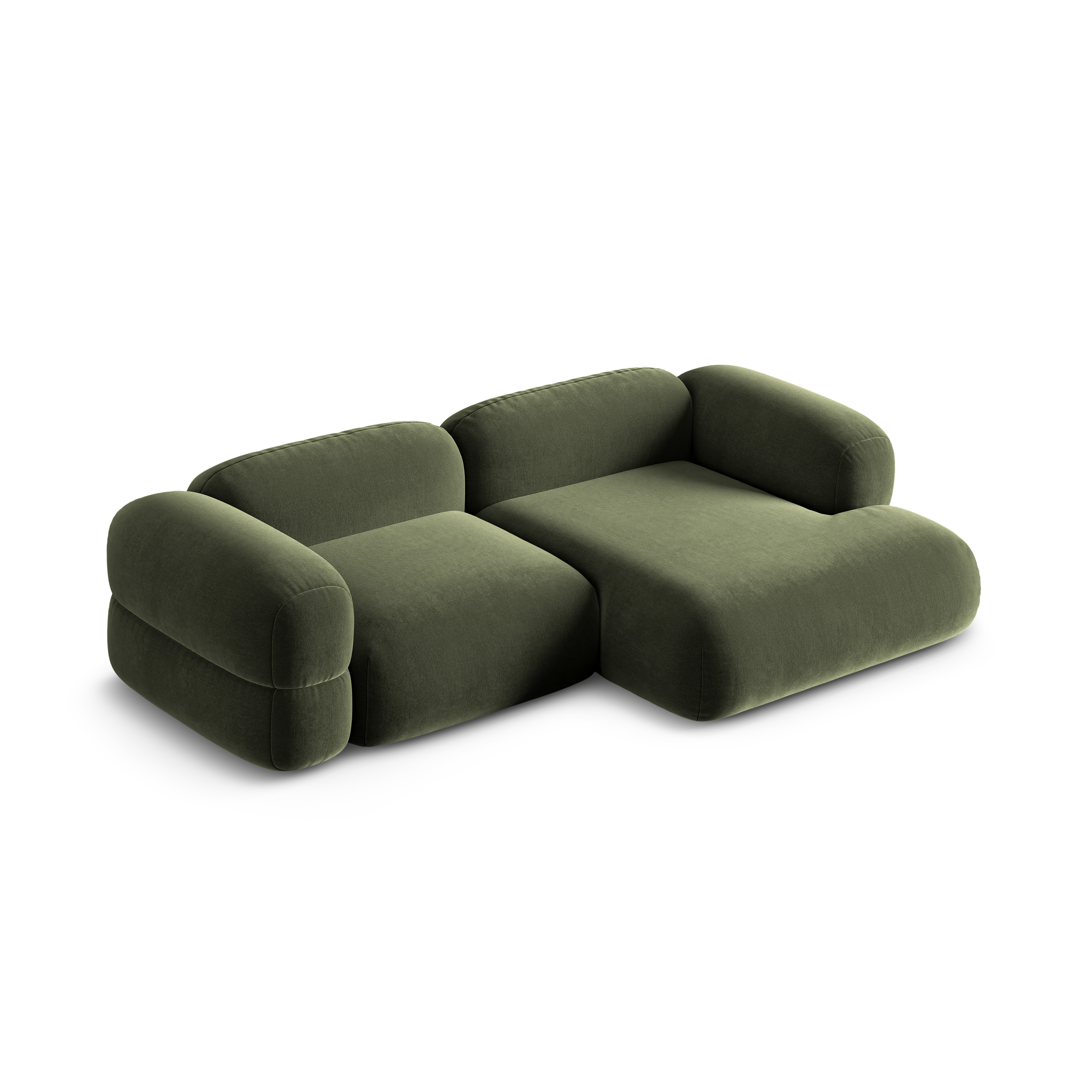 Samt-Ecksofa rechts ROGER olivgrün