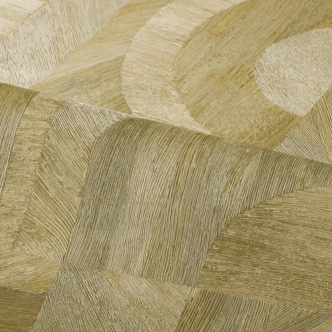 Wallpaper with a pattern inspired by the intarsia technique INTARSIA - OLIVE CACTUS