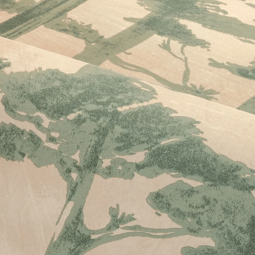 Tapeta strukturalna z motywem roślinnym AME - SABLE/EUCALYPTUS beżowy z zielonym