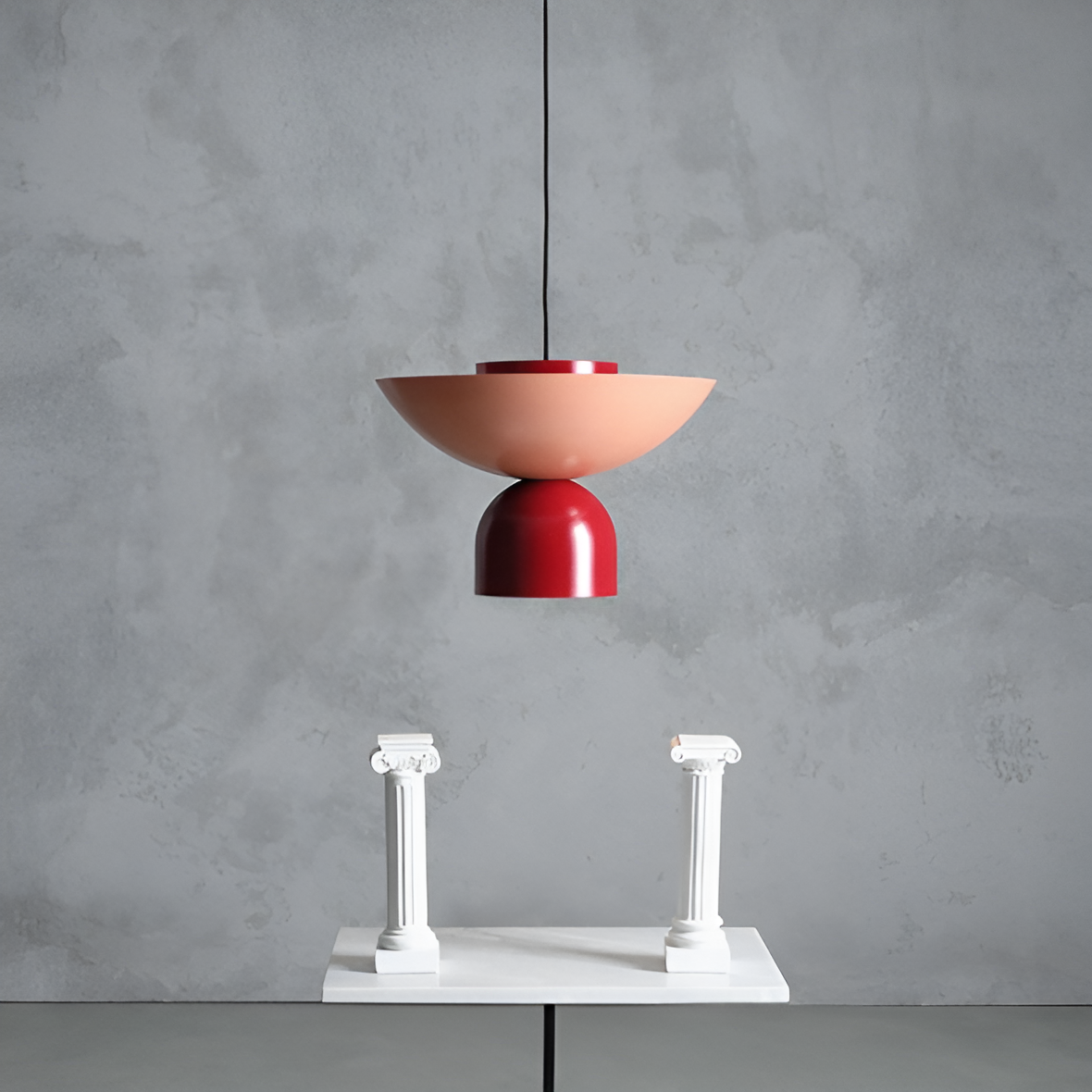 Coral Ilia hanging lamp with red