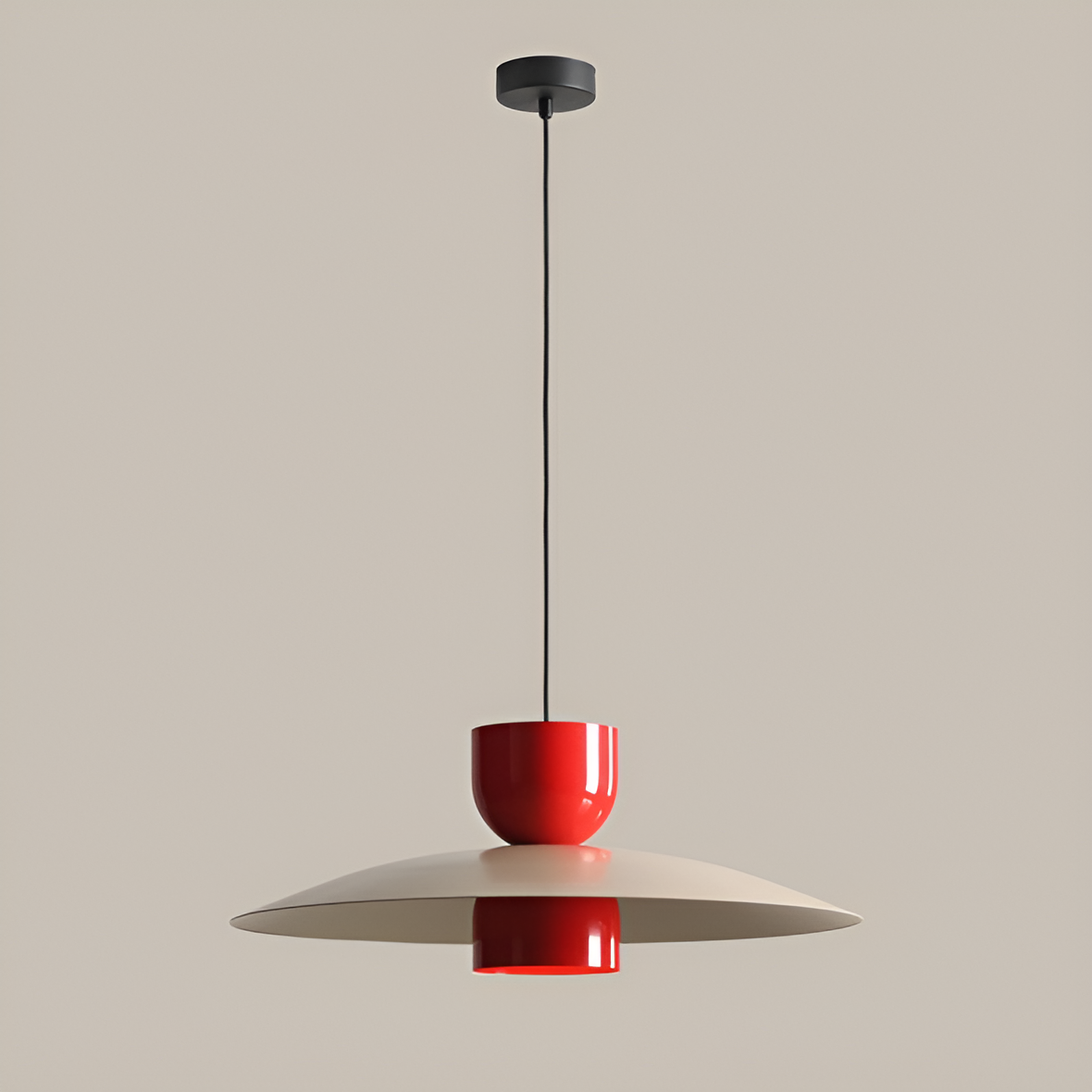Beige nutta hanging lamp with red