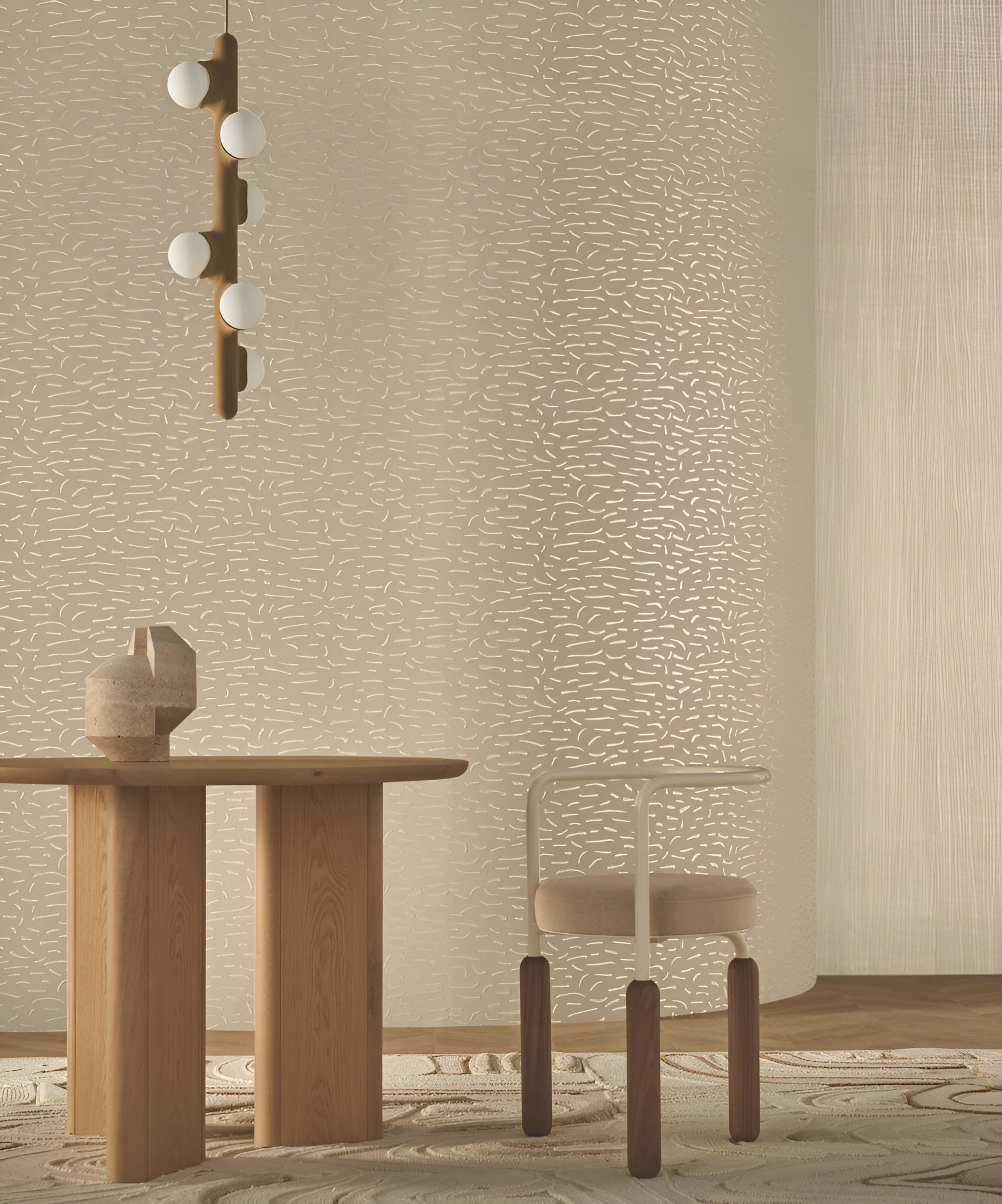 Structural wallpaper with metallic pattern LUMÉIS - TERRE DE SIENNE BRONZE terracotta with bronze