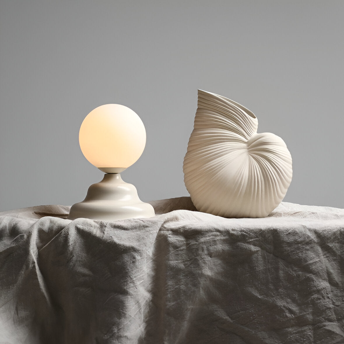 Tischleuchte mit Glasschirm FALA creme