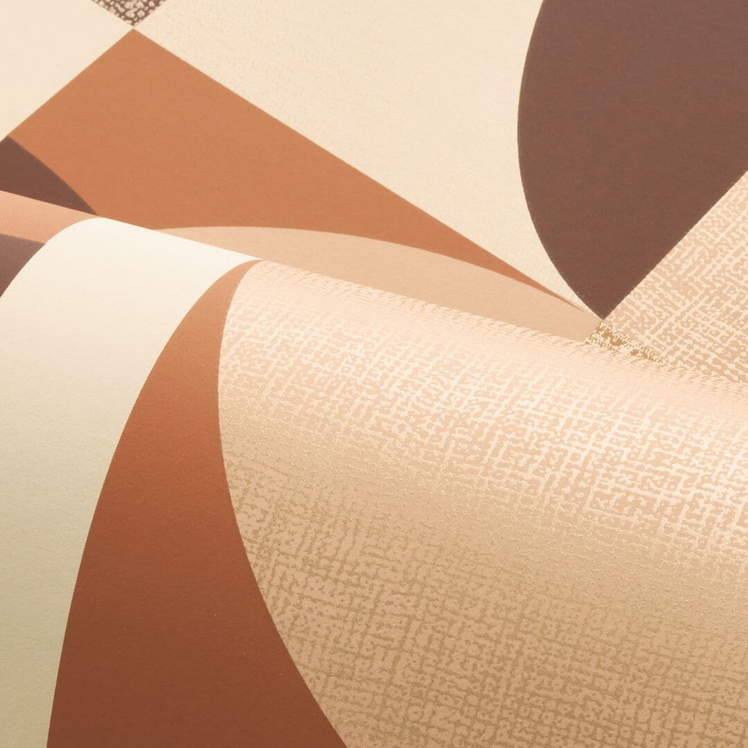 Wallpaper with geometric pattern BARILLET - TERRACOTTA/PEACH terracotta with peach