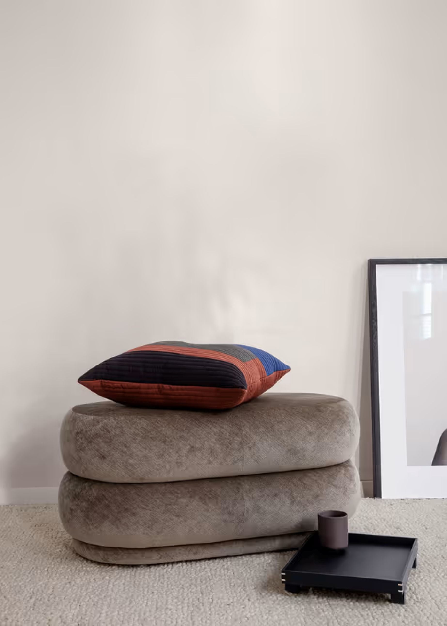 Beige OVAL Pouf