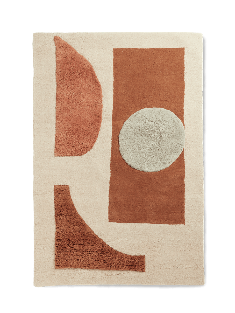 BLOCO brick-colored rug with beige