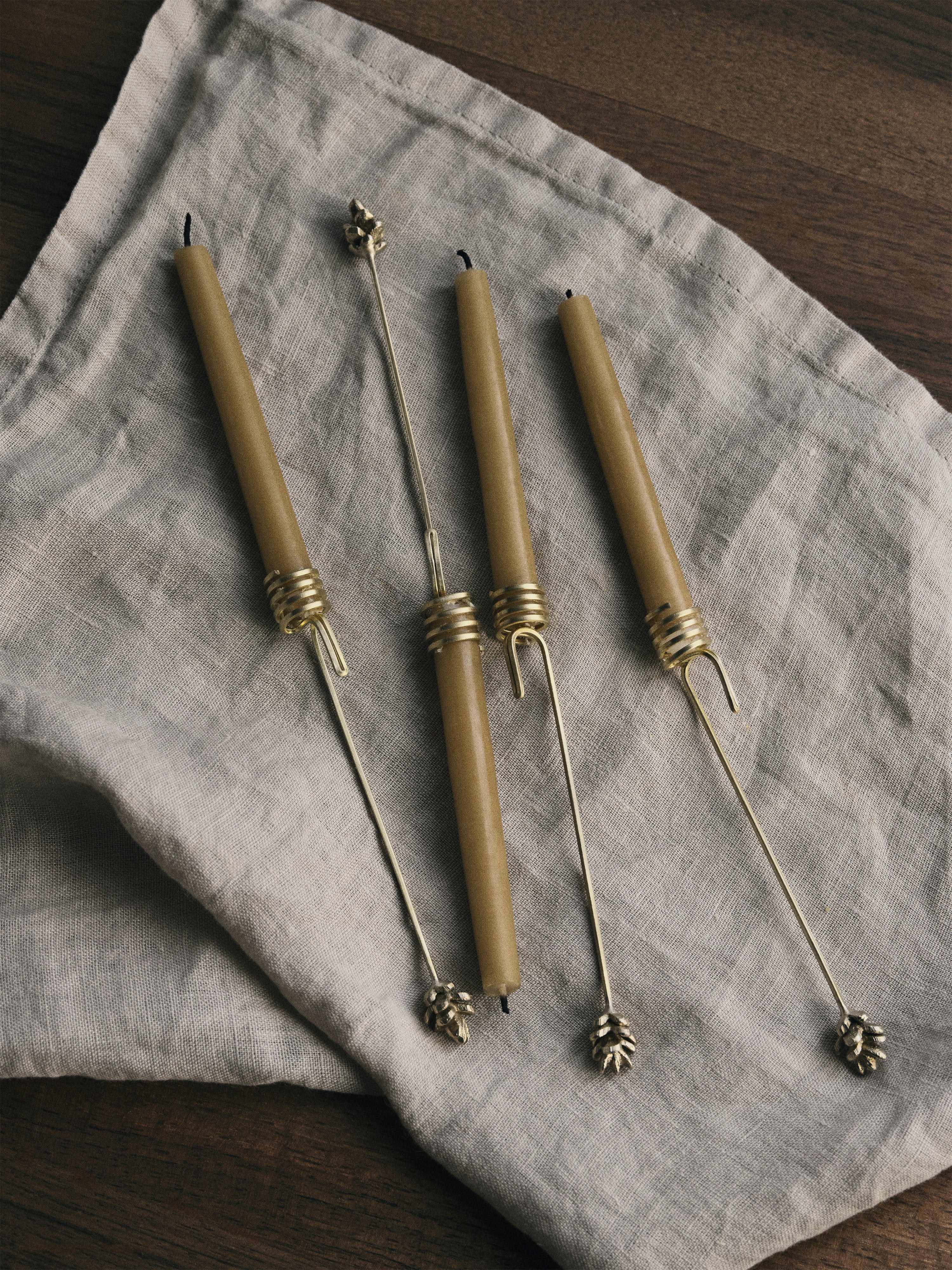 FOREST brass Christmas candle holder set