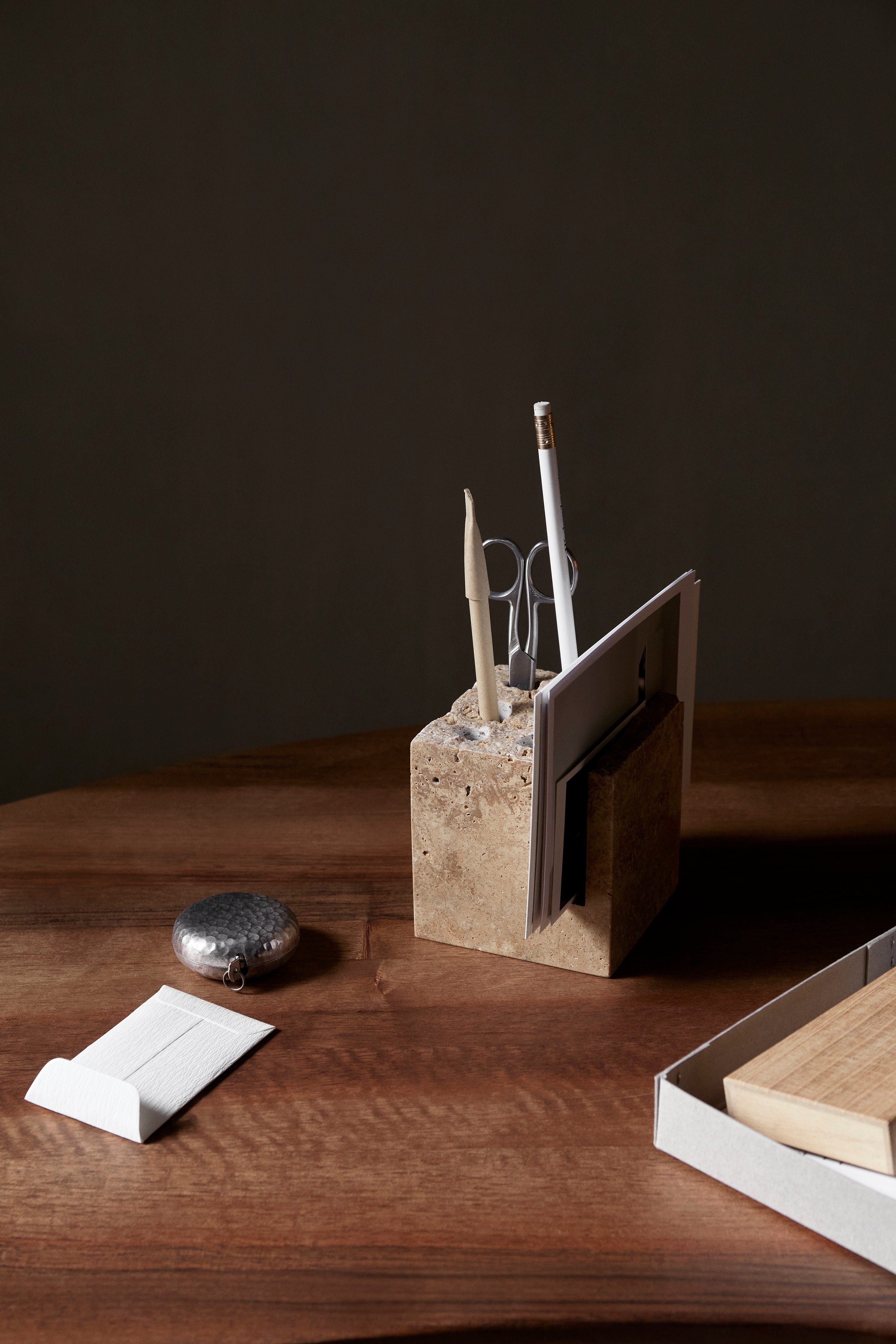 KLINT travertine pen holder
