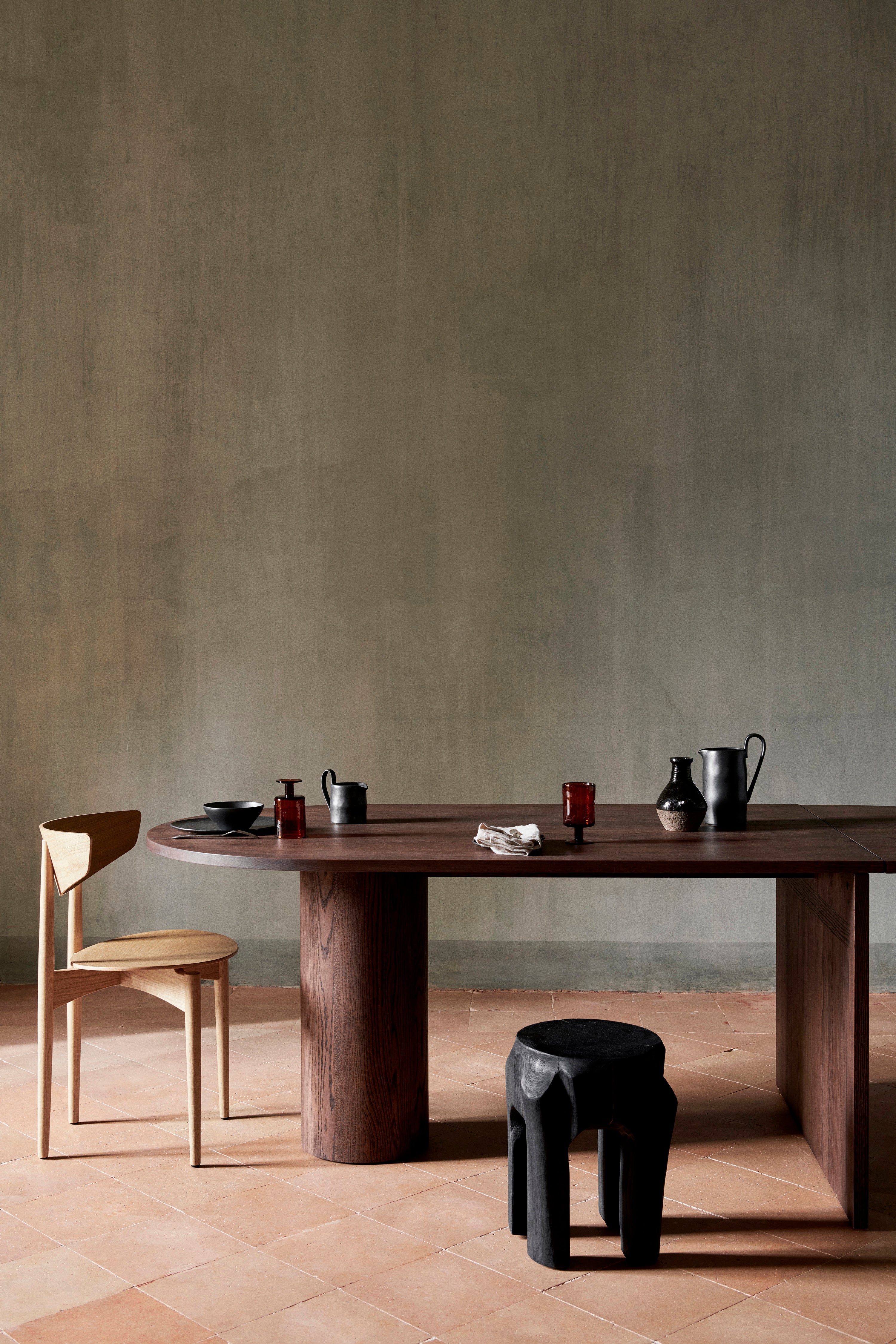 Dark oak wood table