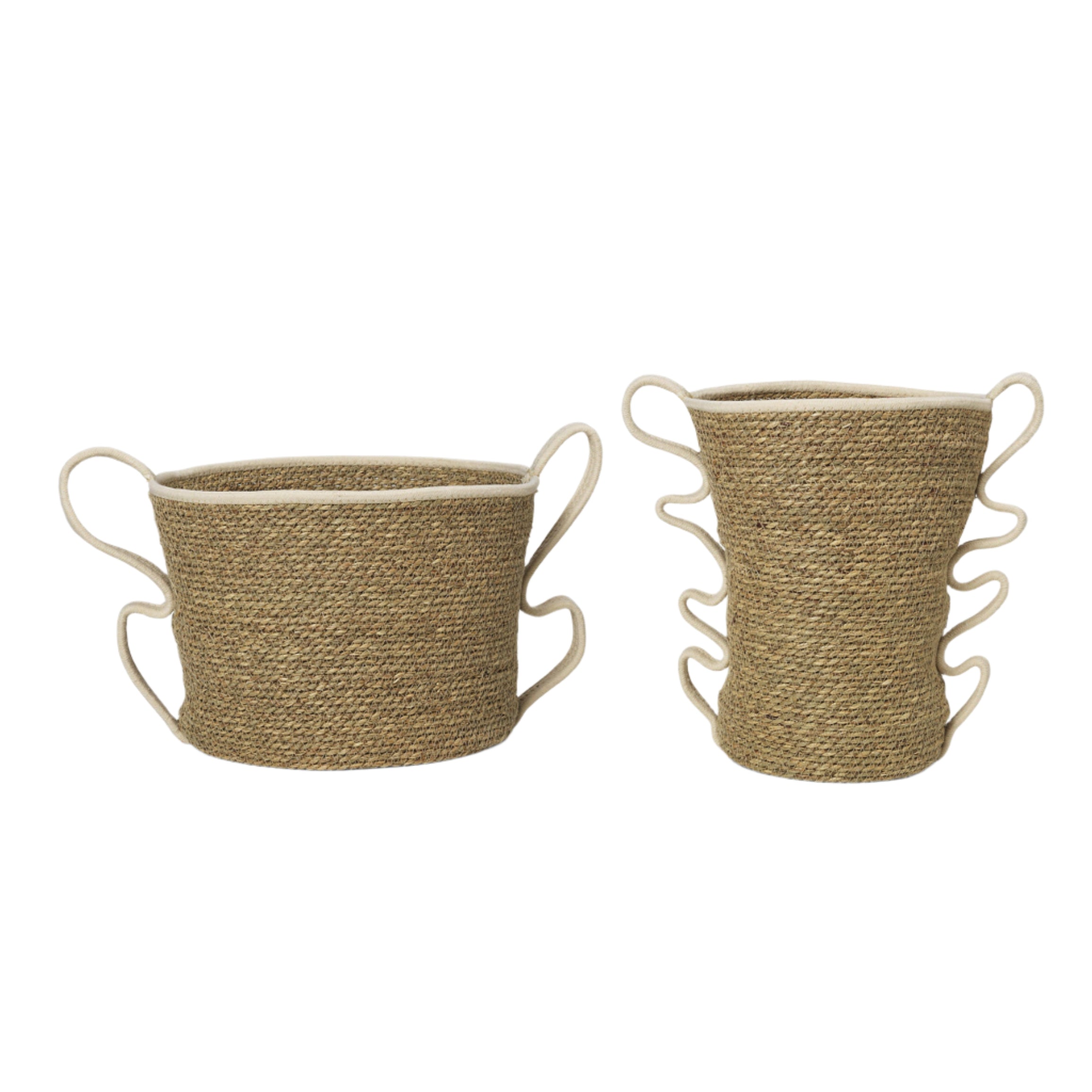 VERSO basket set in sea grass and cotton rope