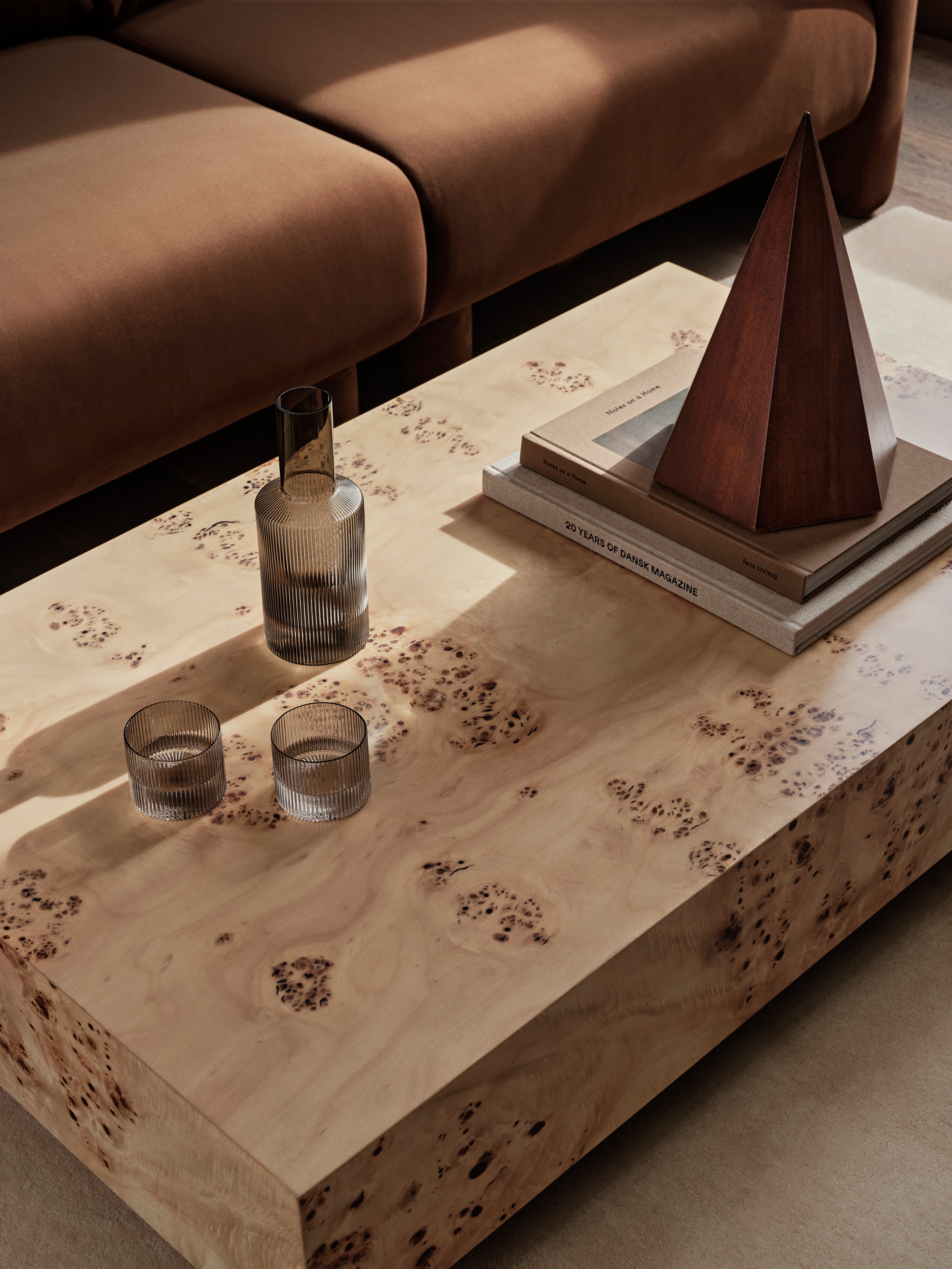 BURL veneer coffee table with poplar burl