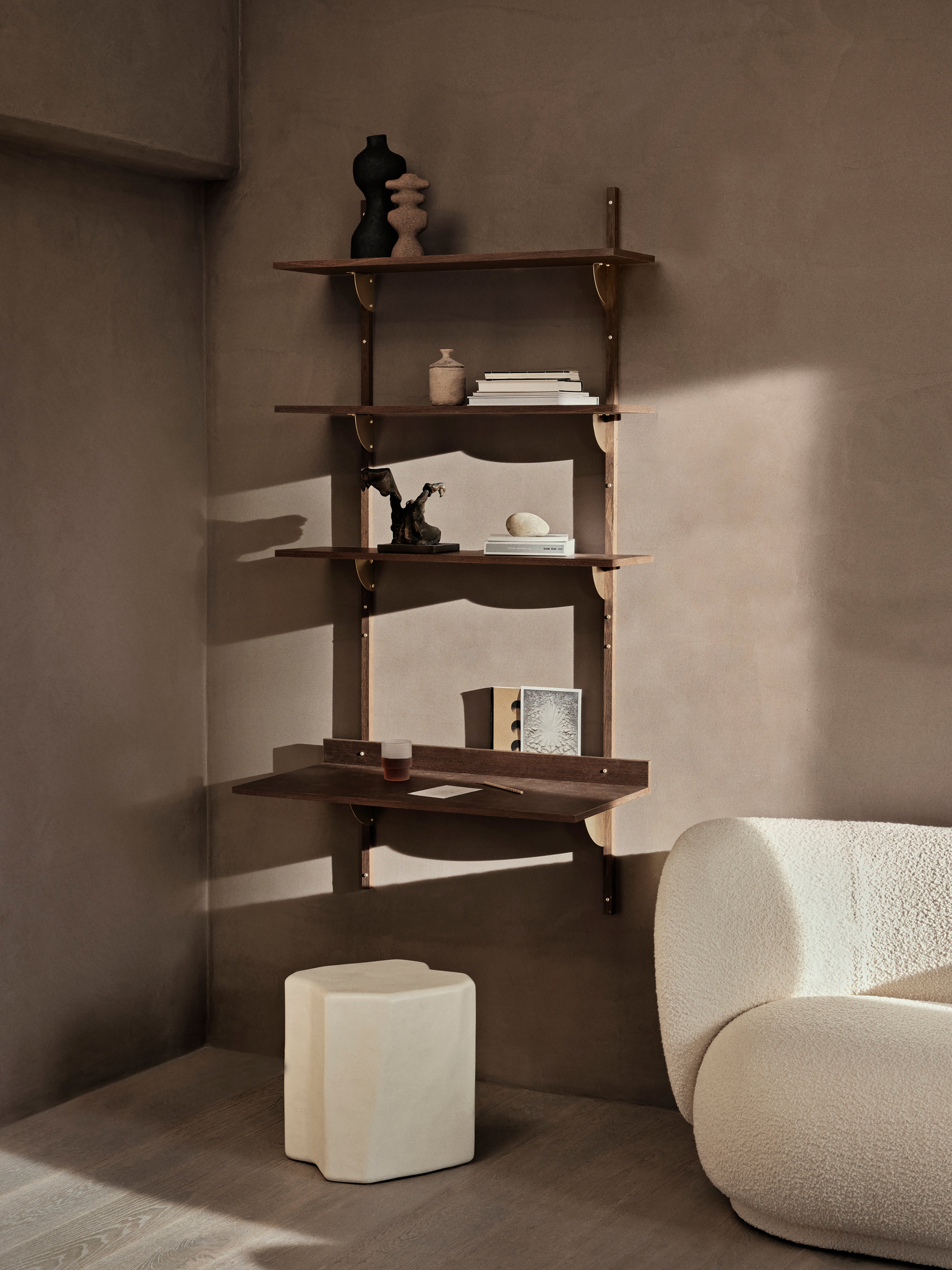 SECTOR DESK wall-mounted desk in smoked oak