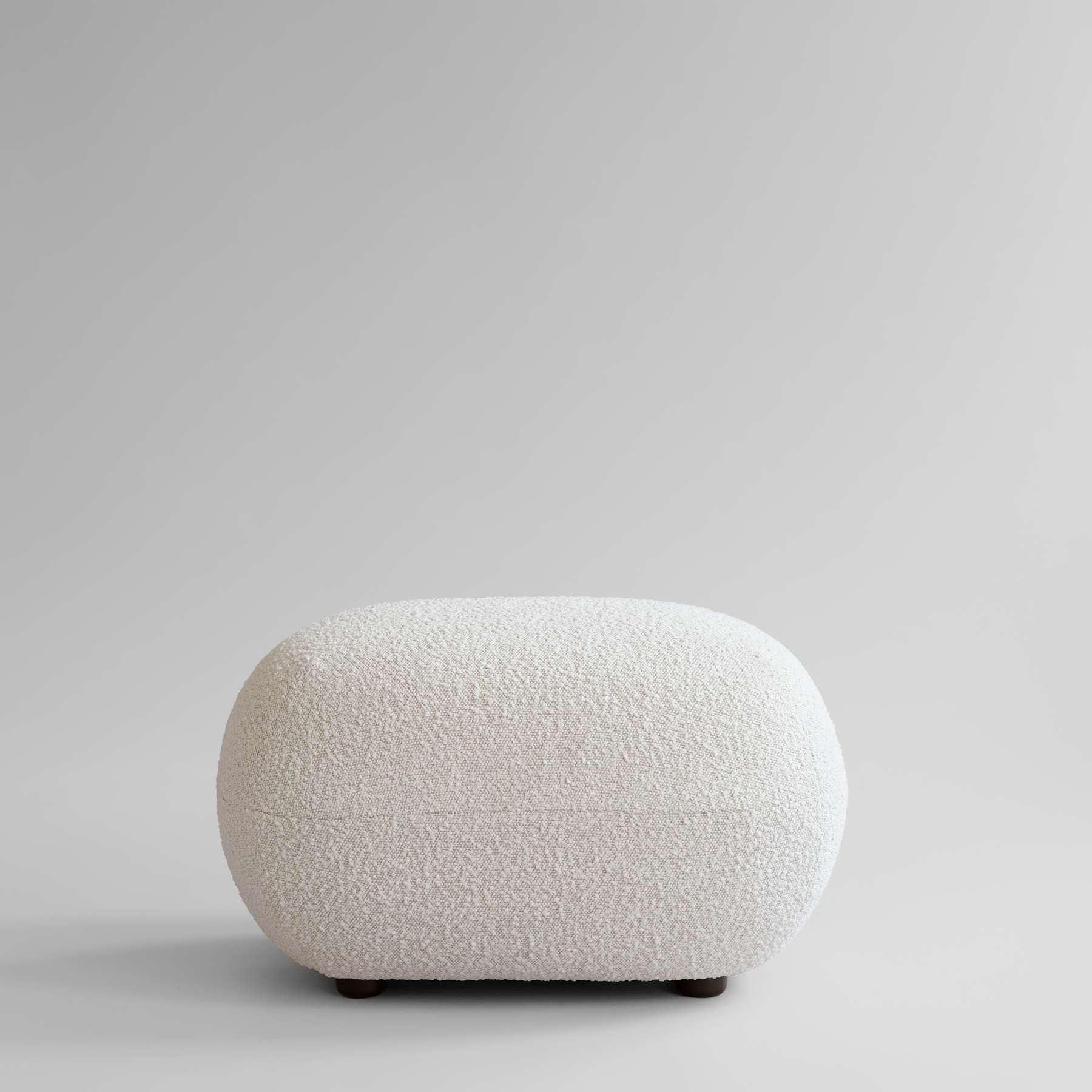 TOE white bouclé footstool