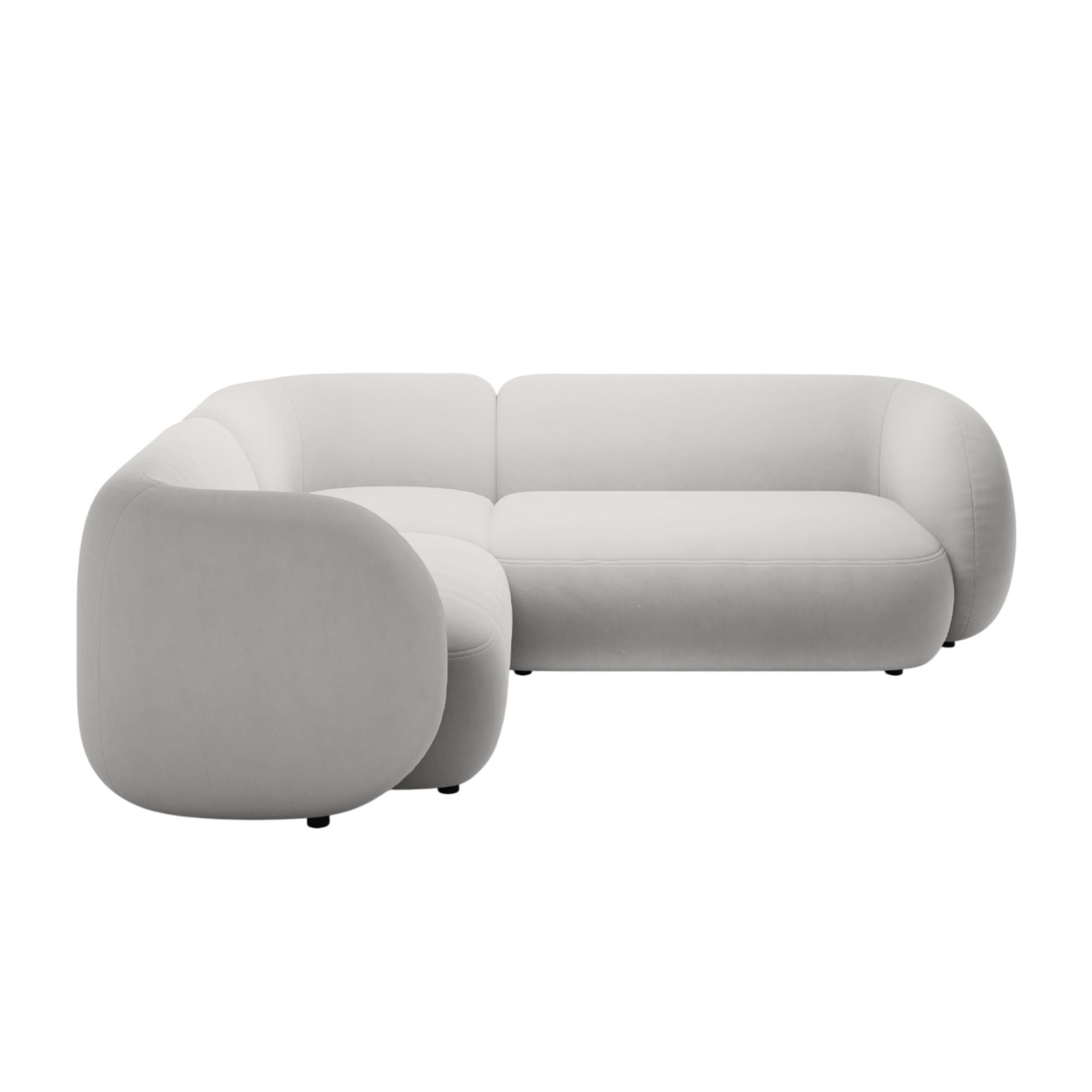 Left-facing velvet corner sofa for 4 people KATE light gray
