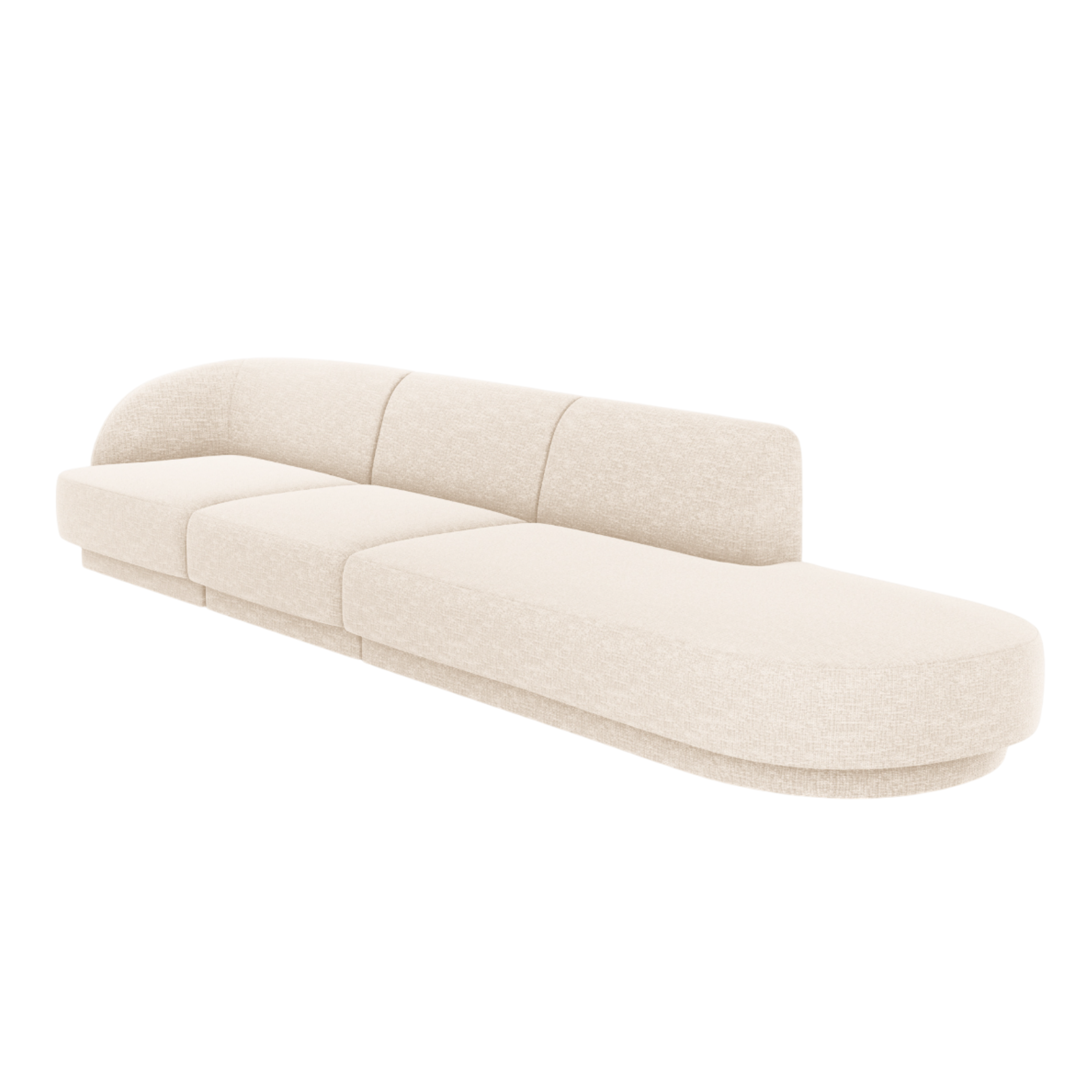 Open right-sided 4-seater sofa MILEY ivory chenille