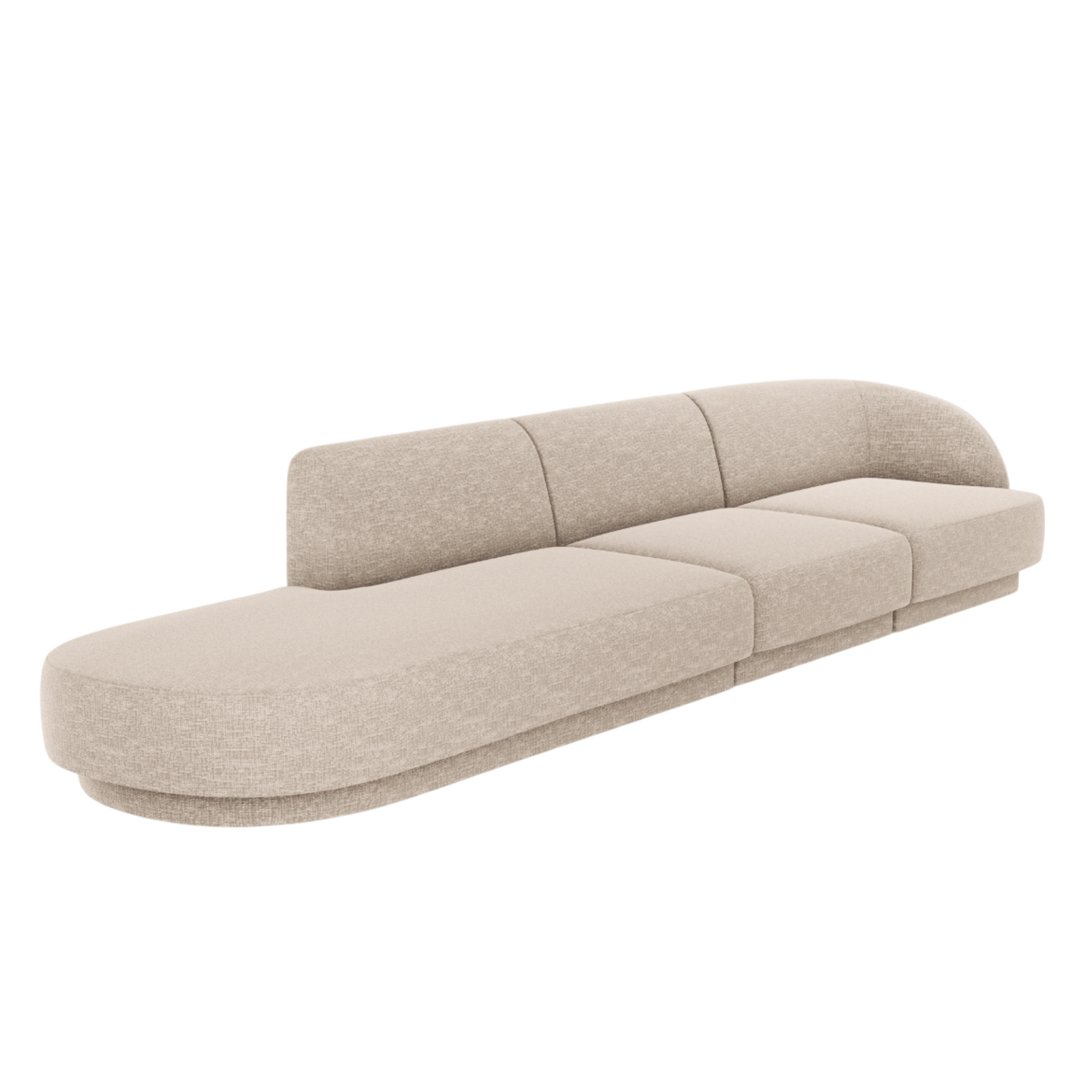 Open left-sided 4-seater sofa MILEY beige chenille